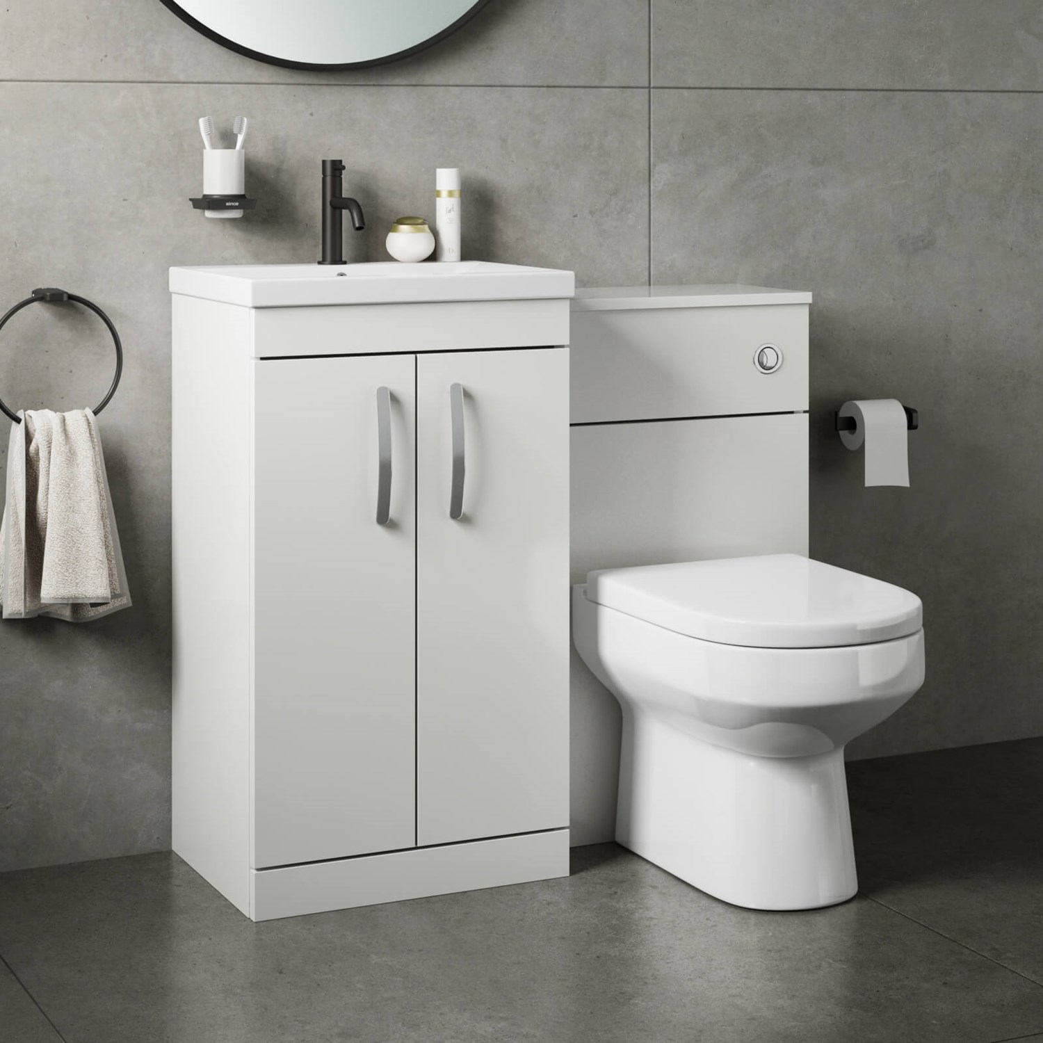 Emily 1000mm Combination Bathroom Toilet & Sink Unit - White Gloss | Drench