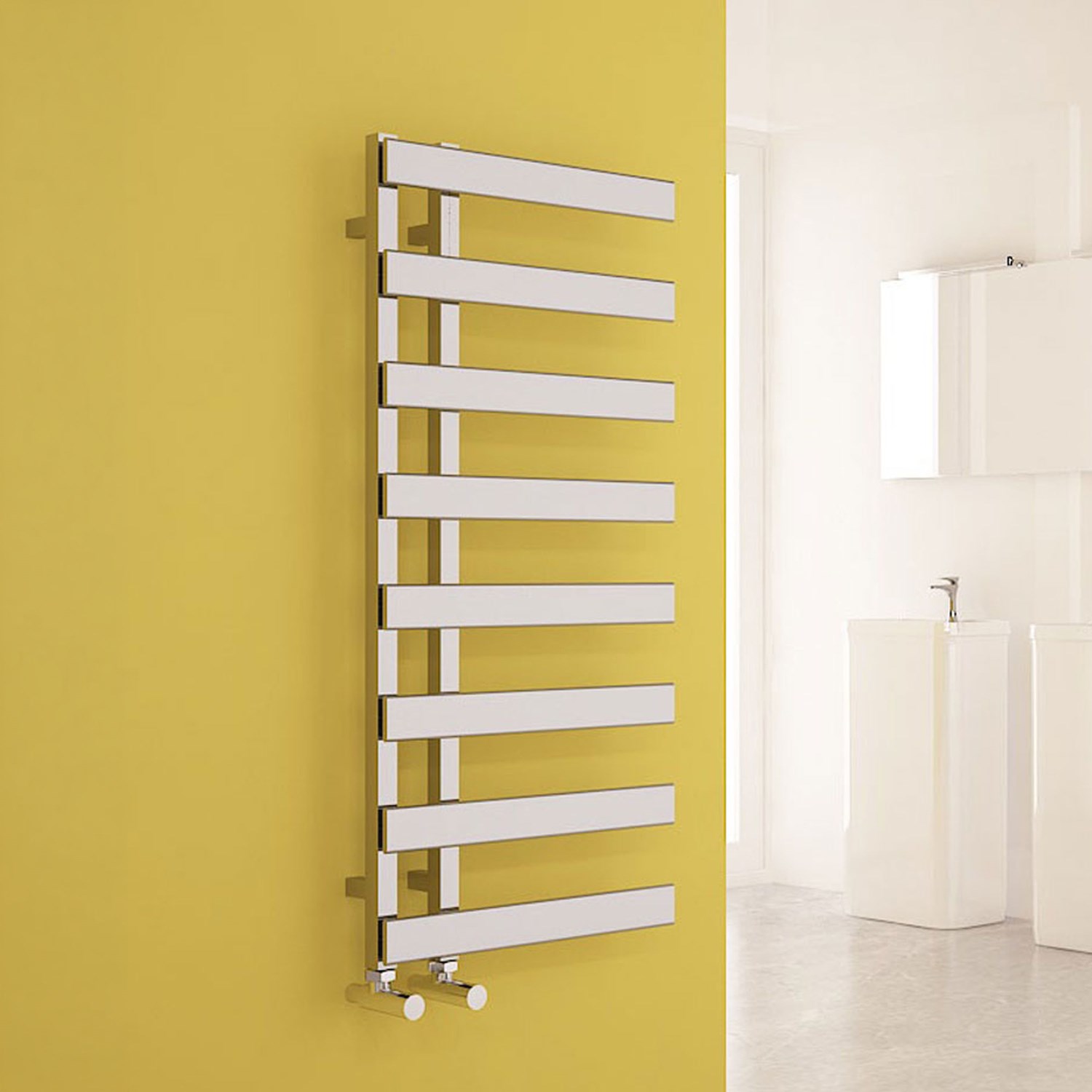 Carisa Floris Offset Ladder Steel Heated Towel Rail