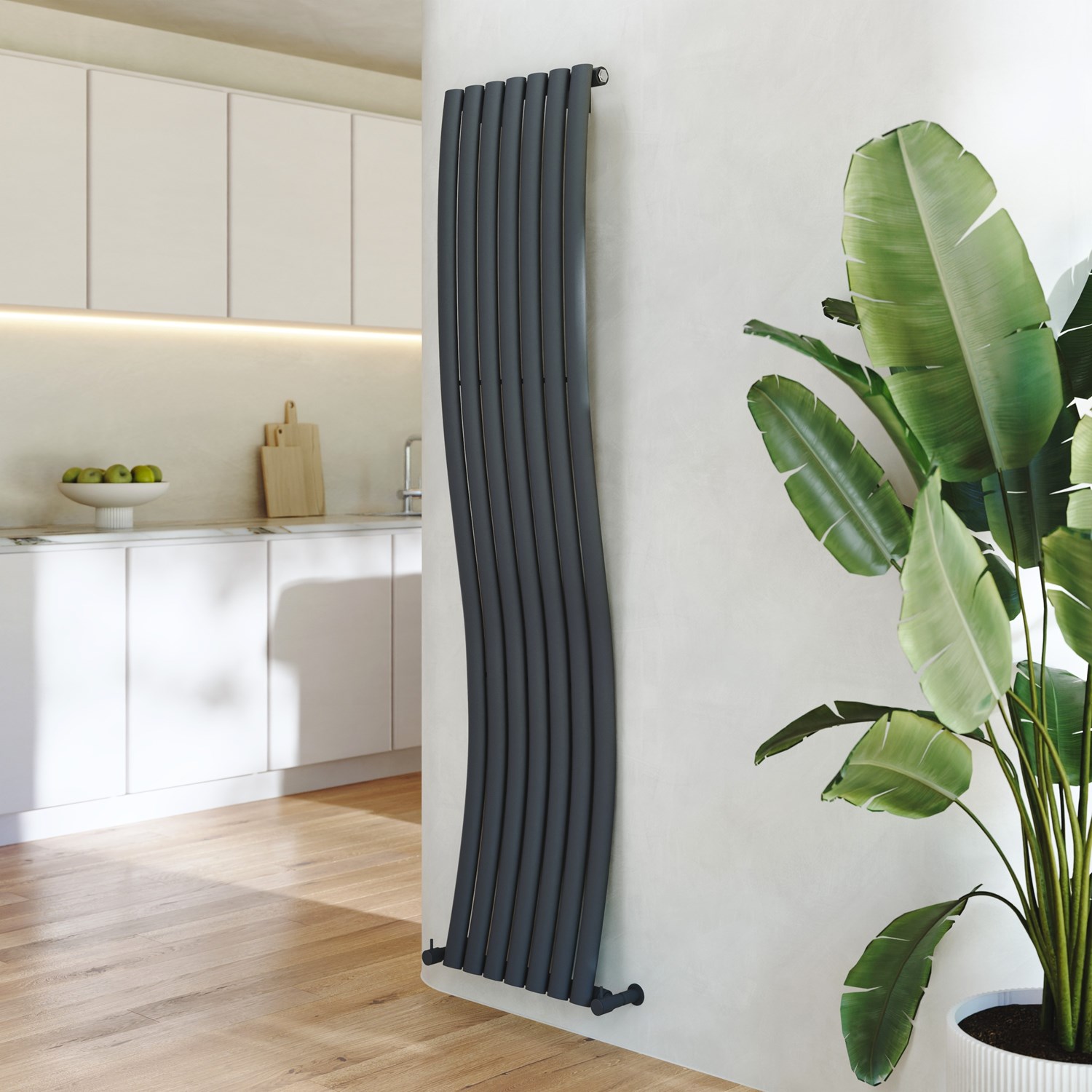 Dual Plumes Radiator Toasty Plume Anthracite Vertical Wave Radiator - 1800 x 413mm | Drench