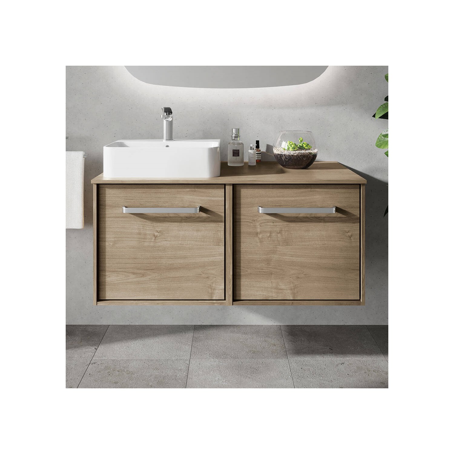 Crosswater Infinity Double Wall Mounted Drawer Unit with Worktop - 1000mm