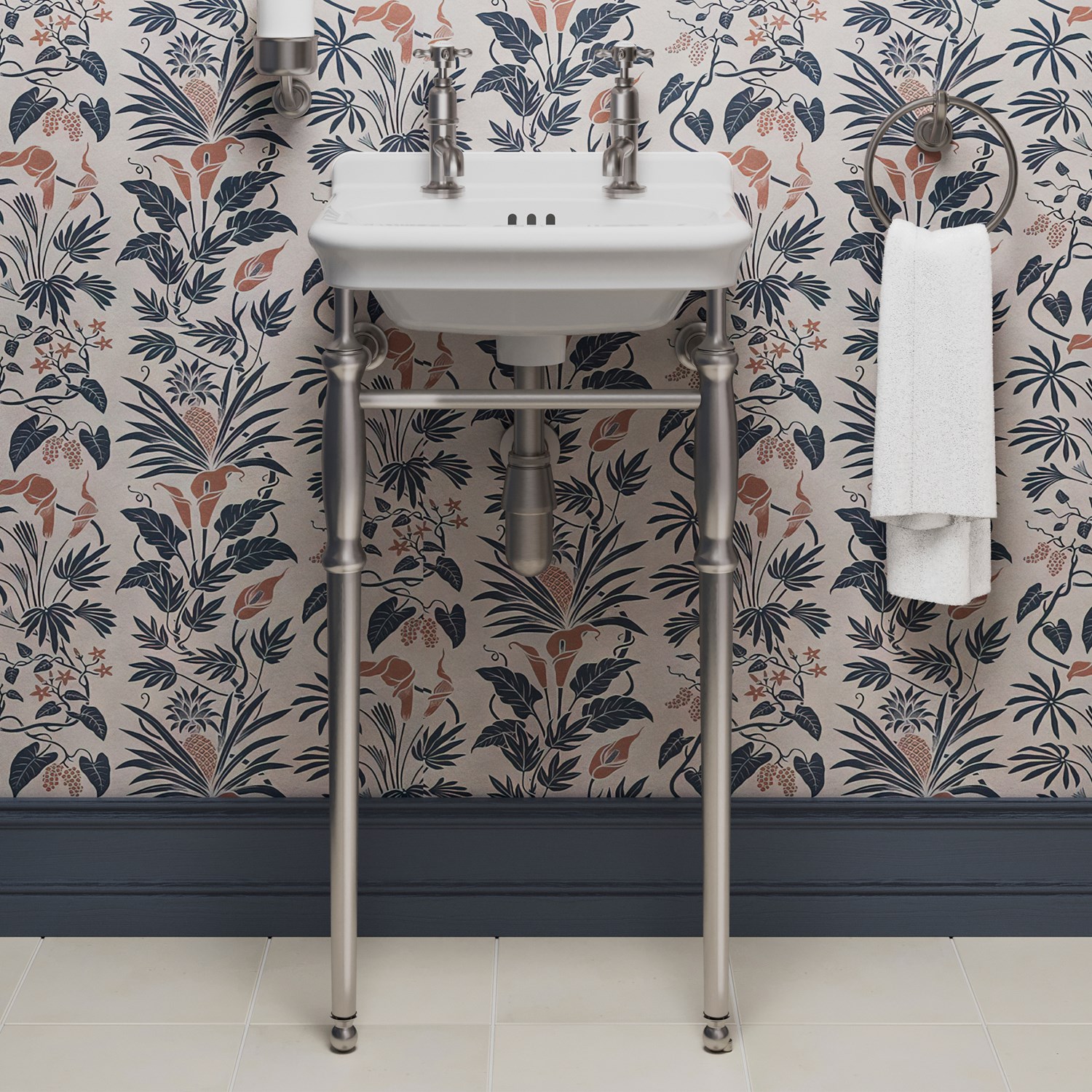 Guild Brushed Nickel Wash Stand & 450mm Basin