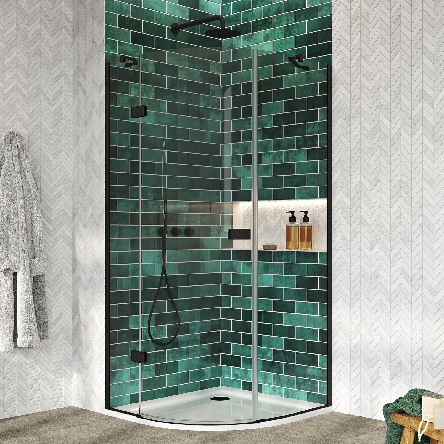 Harbour Clarity 6mm Frameless Matt Black Easy Clean Quadrant Shower Enclosure