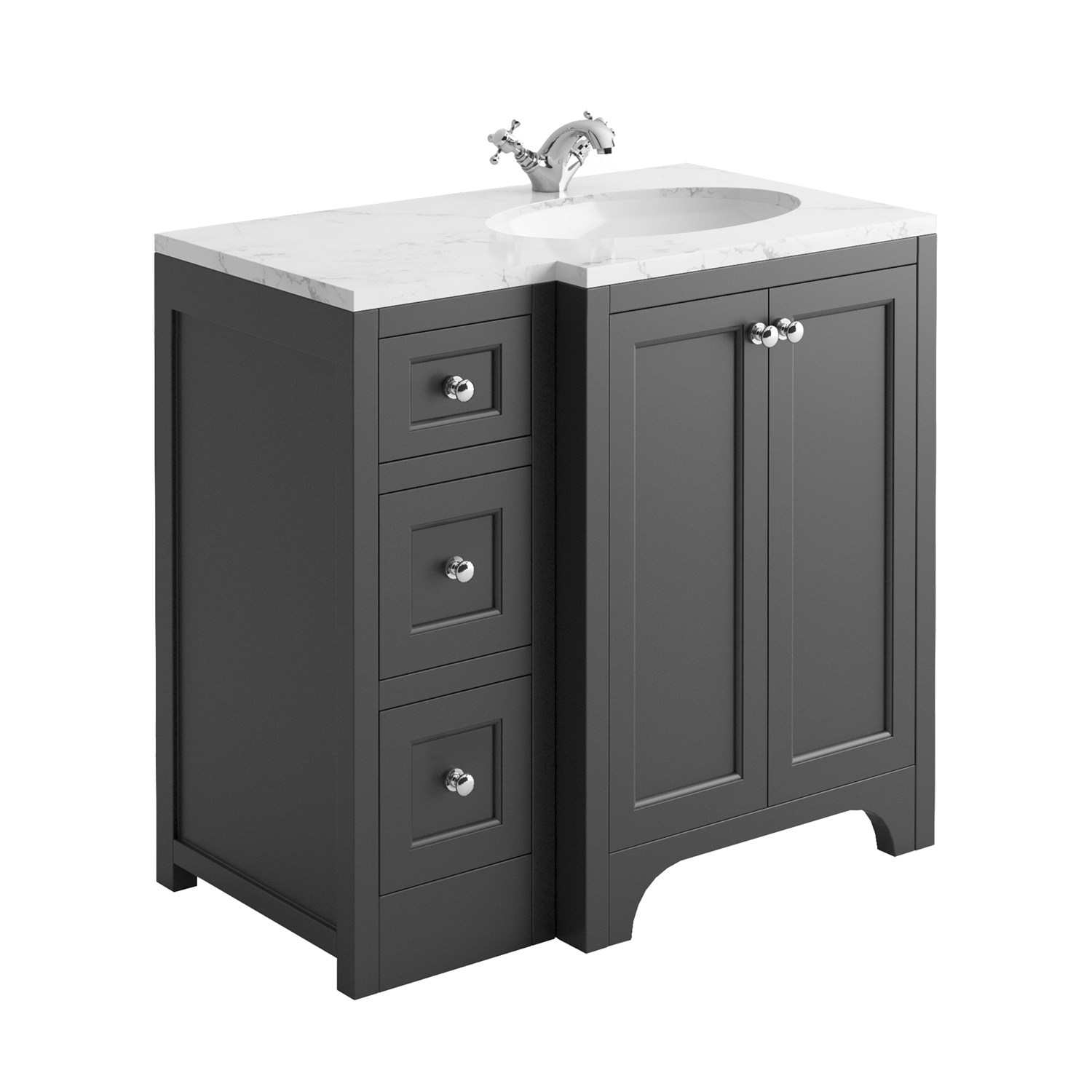 Butler & Rose Benedict 900mm Right Hand Corner Floorstanding Vanity ...