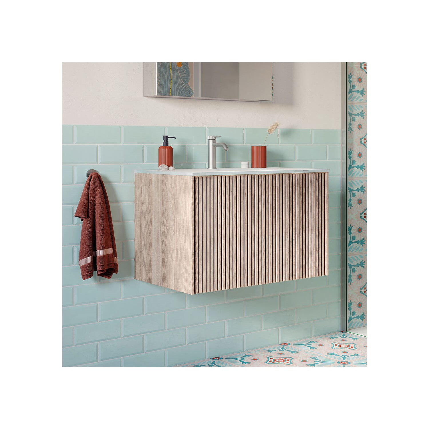 Crosswater Limit 700mm Wall Hung Single Slatted Drawer Vanity Unit & Basin Options
