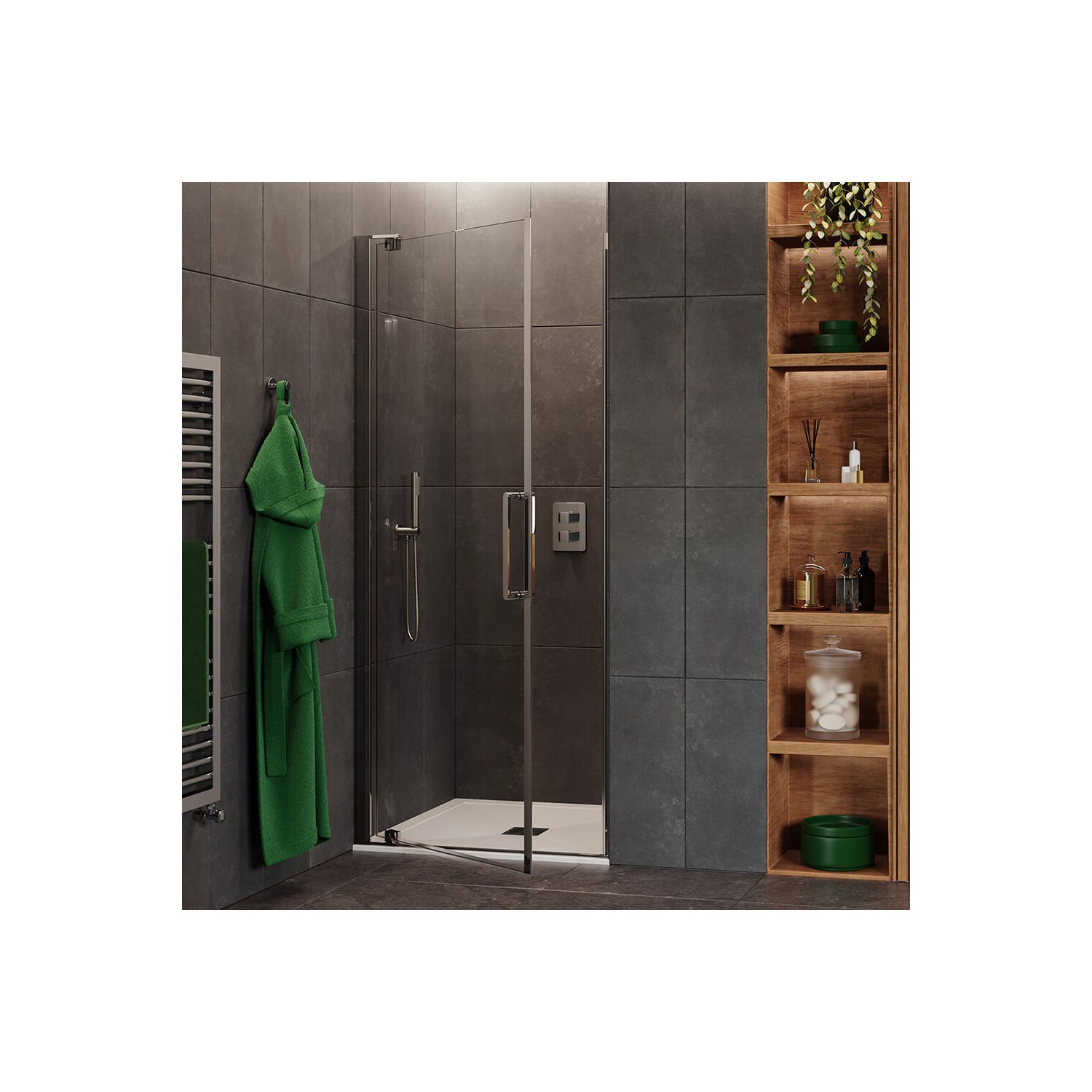 Crosswater Optix 10 Pivot Shower Door and Optional Side Panel - Chrome