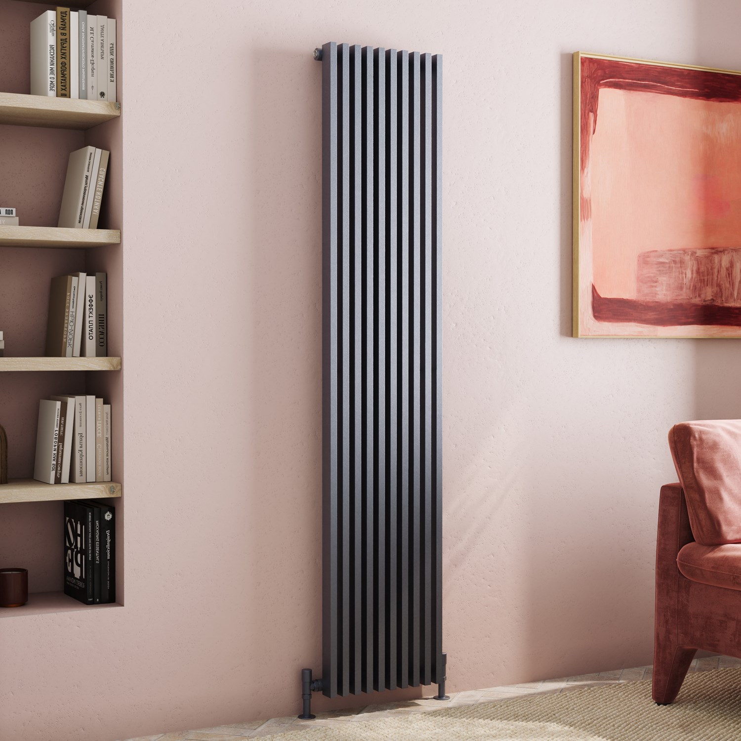 Axis Anthracite Rectangular Tube Vertical Radiator 1800 x 380mm