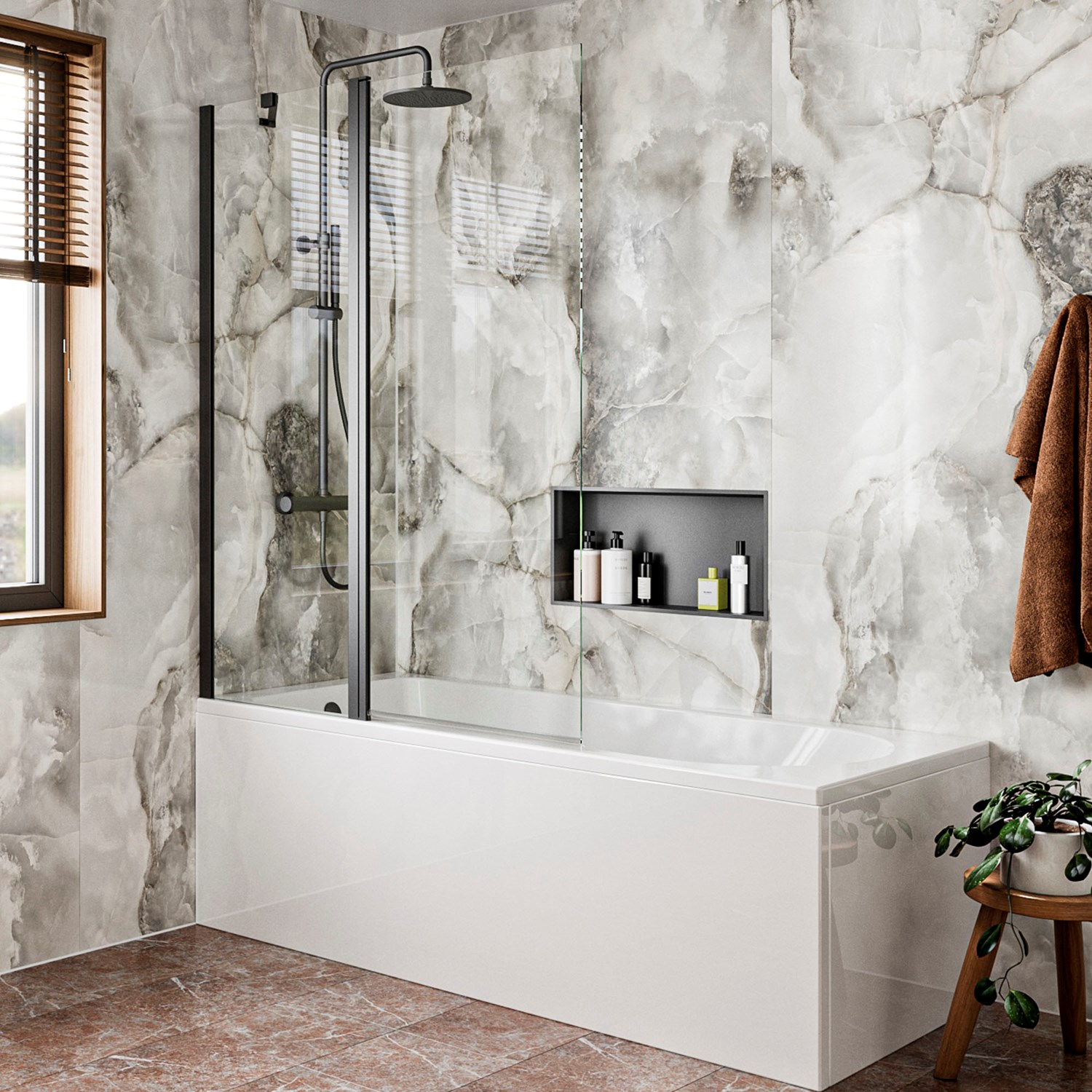 Crosswater Clear 6 6mm Easy Clean Double Panel Hinged Bath Screen - 1500 x 1150mm