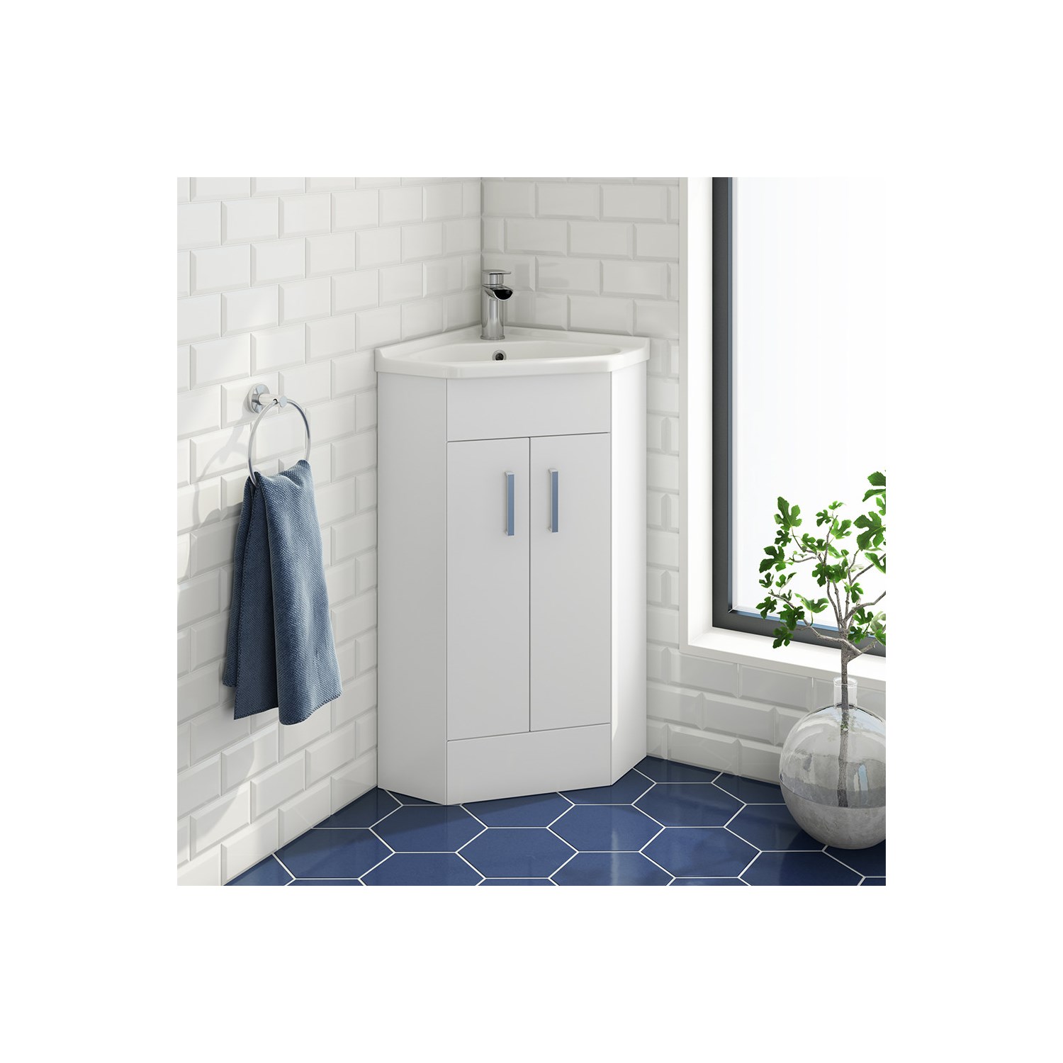 Vellamo Alpine 2 Door Corner Cabinet Vanity Unit & Basin 800 x 590mm