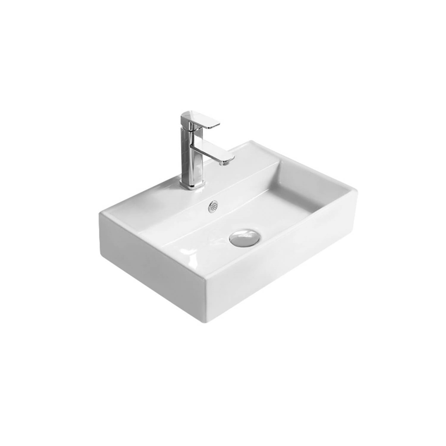 Hudson Reed 505mm Rectangular 1 Tap Hole Countertop Basin