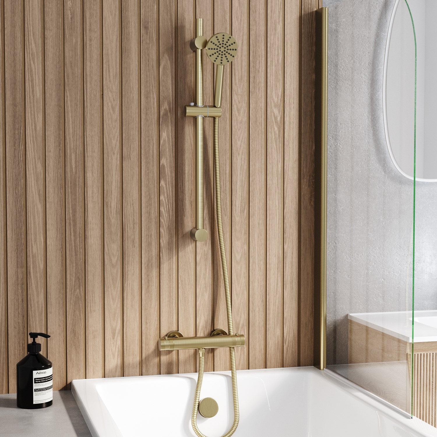 Core 1 Outlet Exposed Thermostatic Bar Valve & Fluted Slide Rail Shower Kit