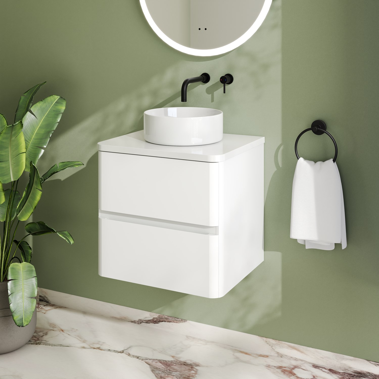 Drench Origin 500mm Wall Mounted Vanity Unit & Countertop