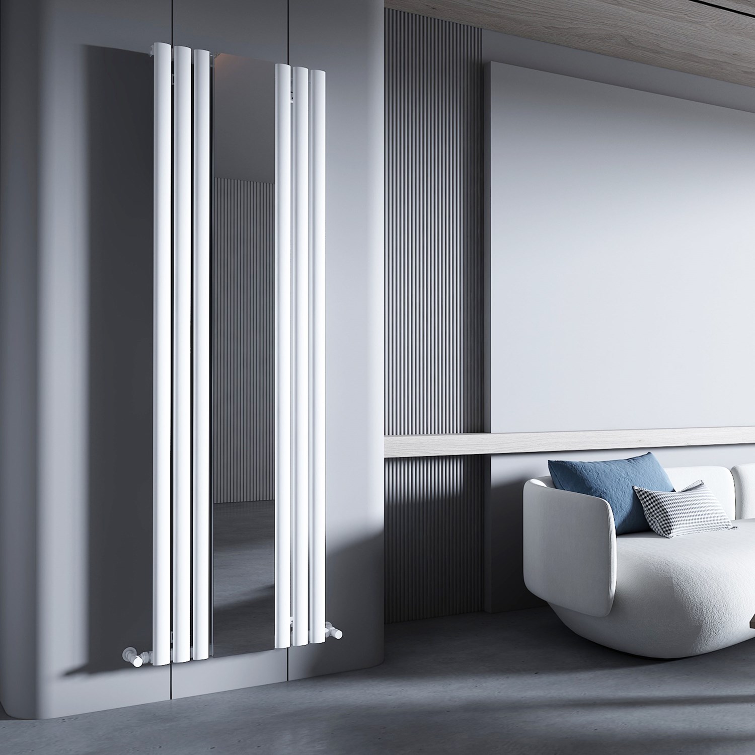 Carisa Tallis Vertical Single Panel Mirror Aluminium Radiator - 1800 x ...