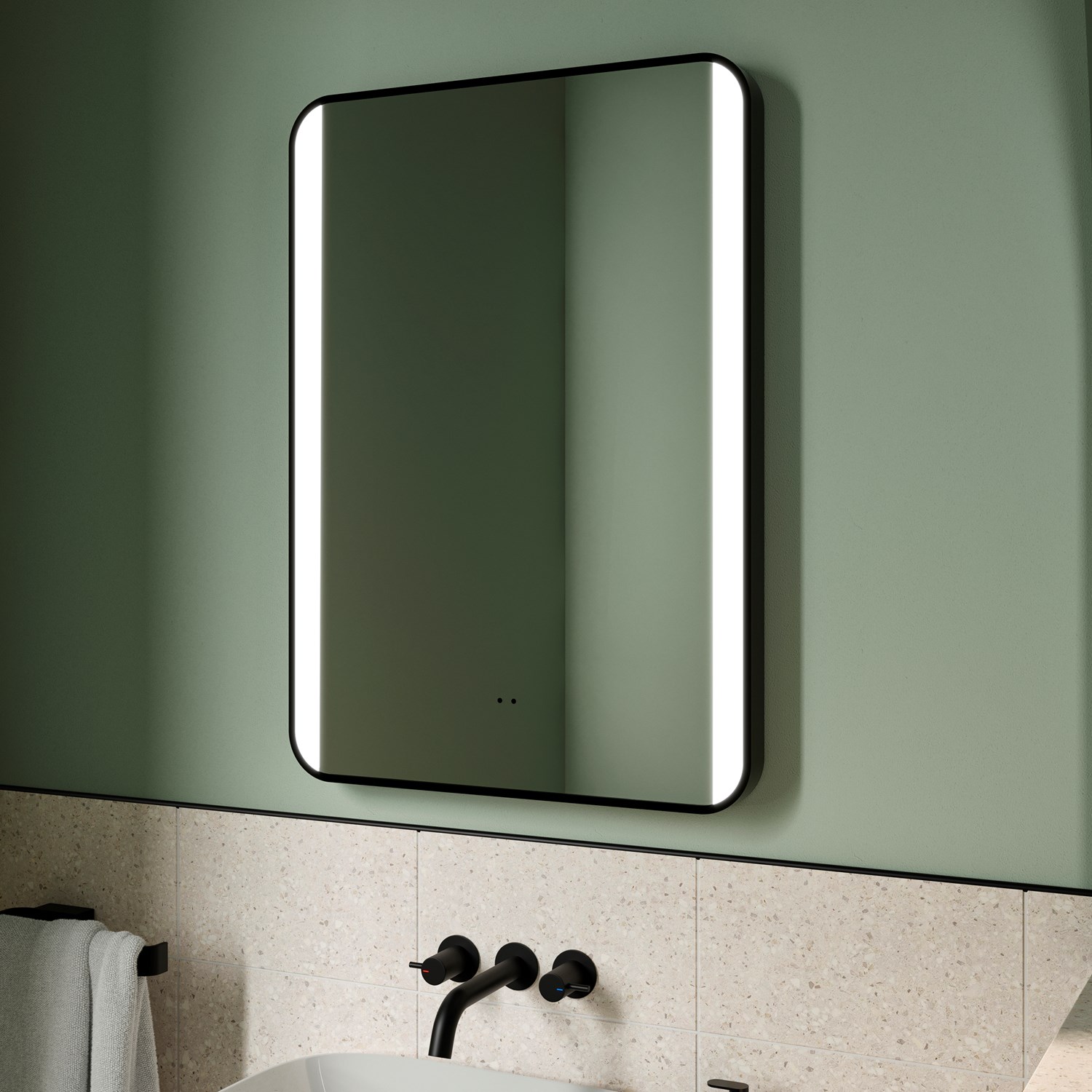 LED Illuminated Matt Mirror Demister Pad & Change LEDs 500 x 700mm