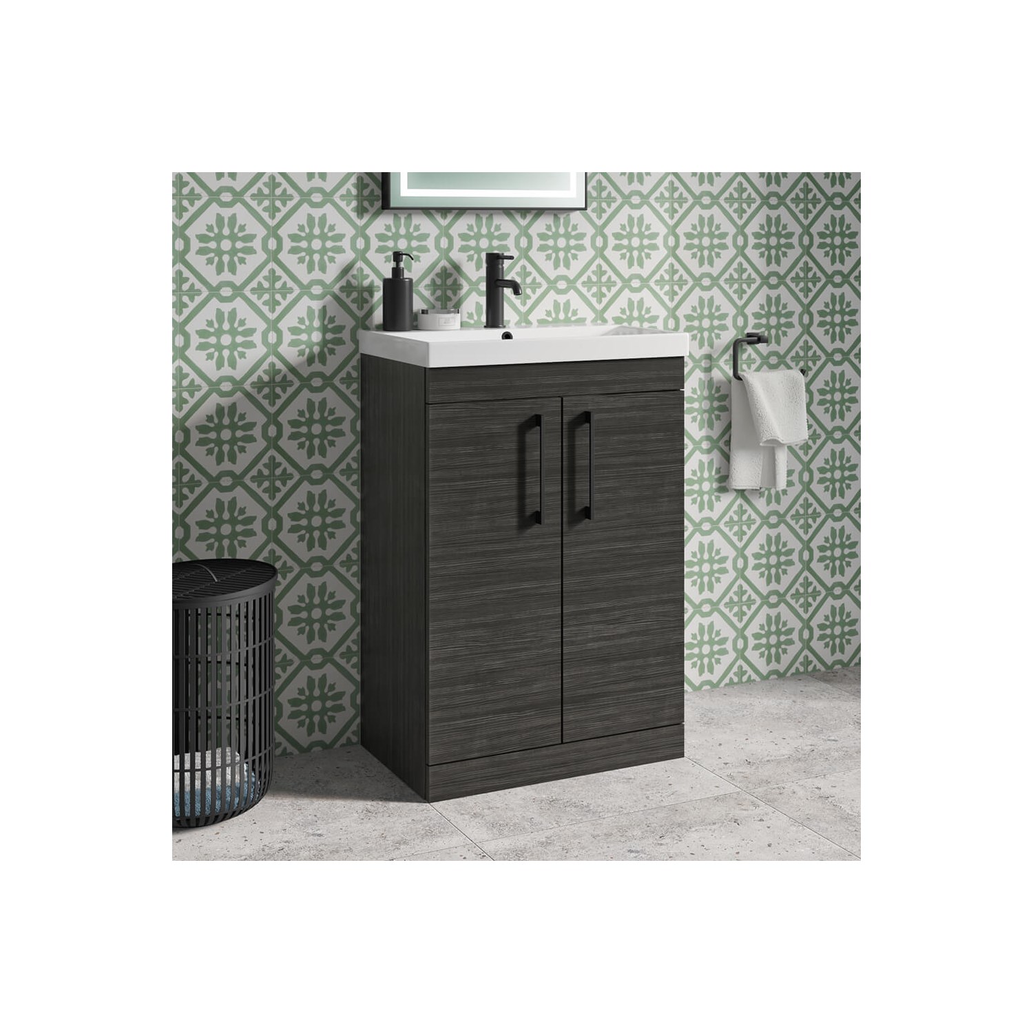 Emily Hacienda Black Floorstanding 2 Door Vanity Unit