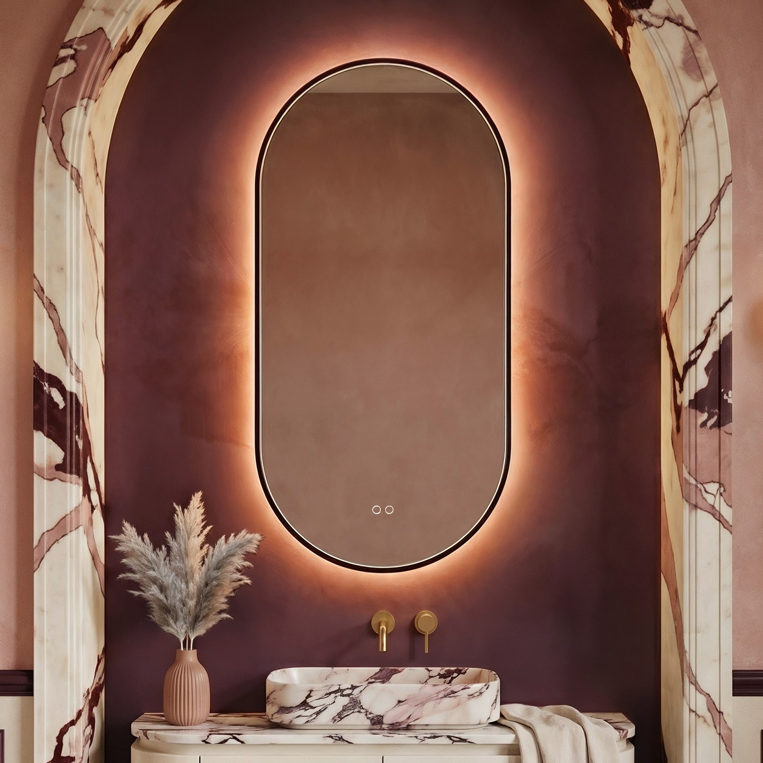 Kingsley Matt Illuminated Capsule Mirror Change Lights 500 x 1000mm