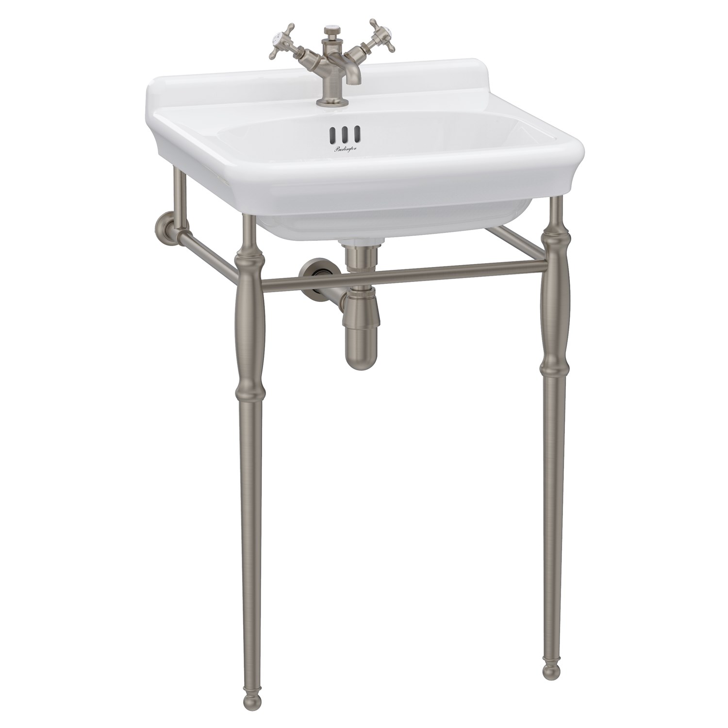 Burlington Guild Brushed Nickel Wash Stand & 560mm Basin