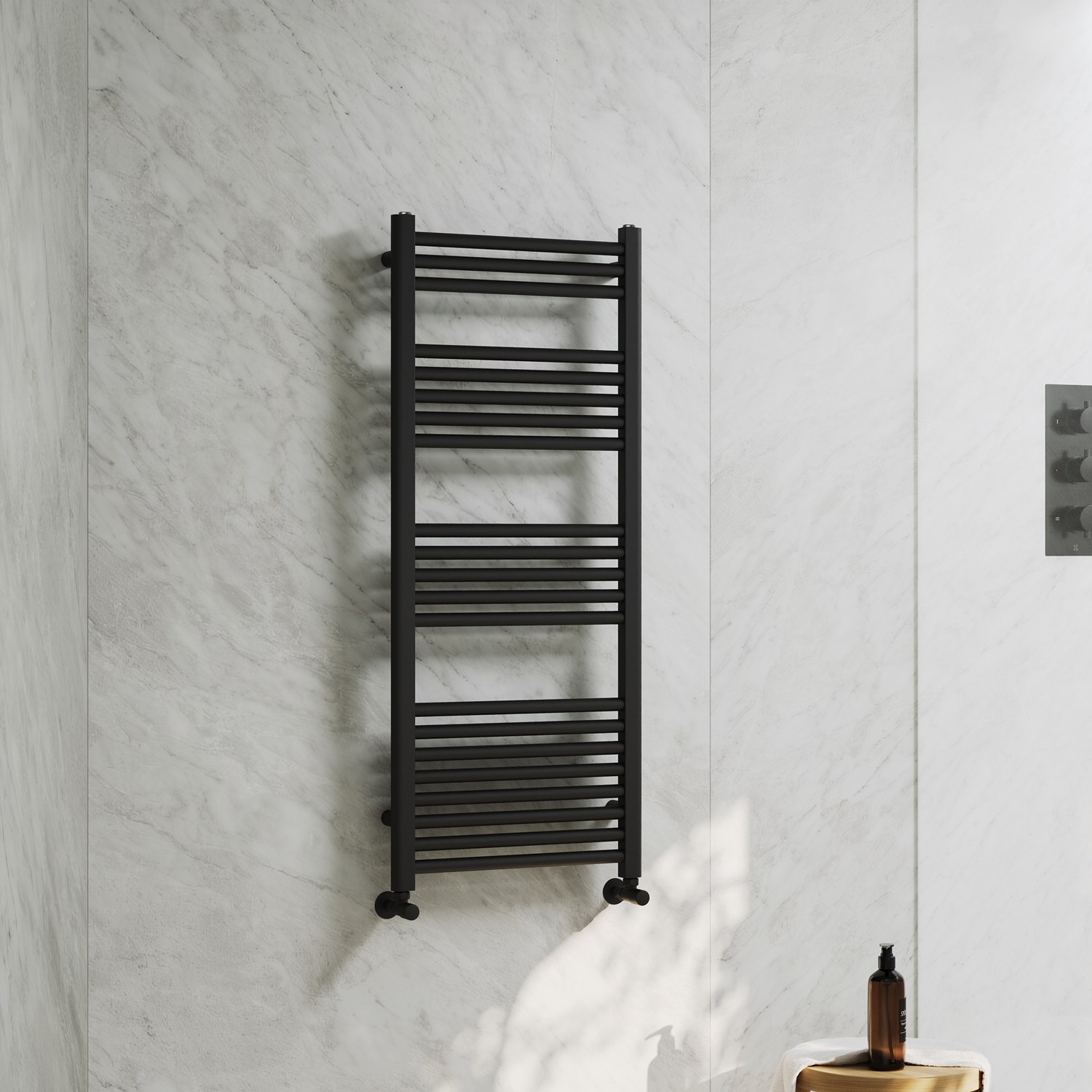 Toasty Glow Premium Matt Black 25mm Heated Towel Rail