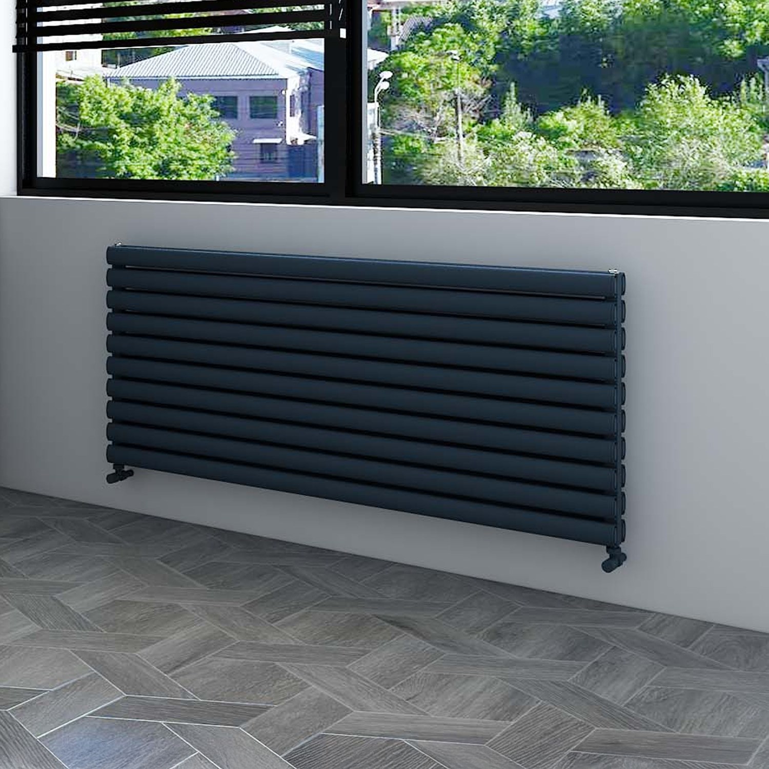 Tallis Oval Double Panel Horizontal Aluminium Radiator
