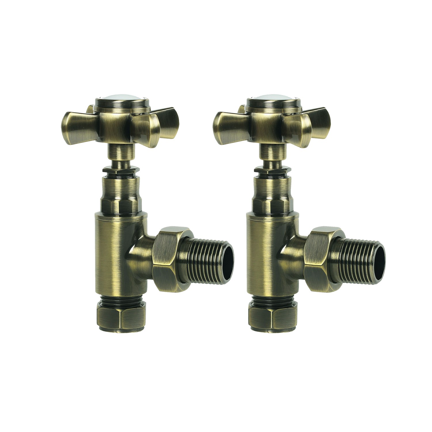Toasty Traditional Crosshead Manual Angled Valves - Antique Brass