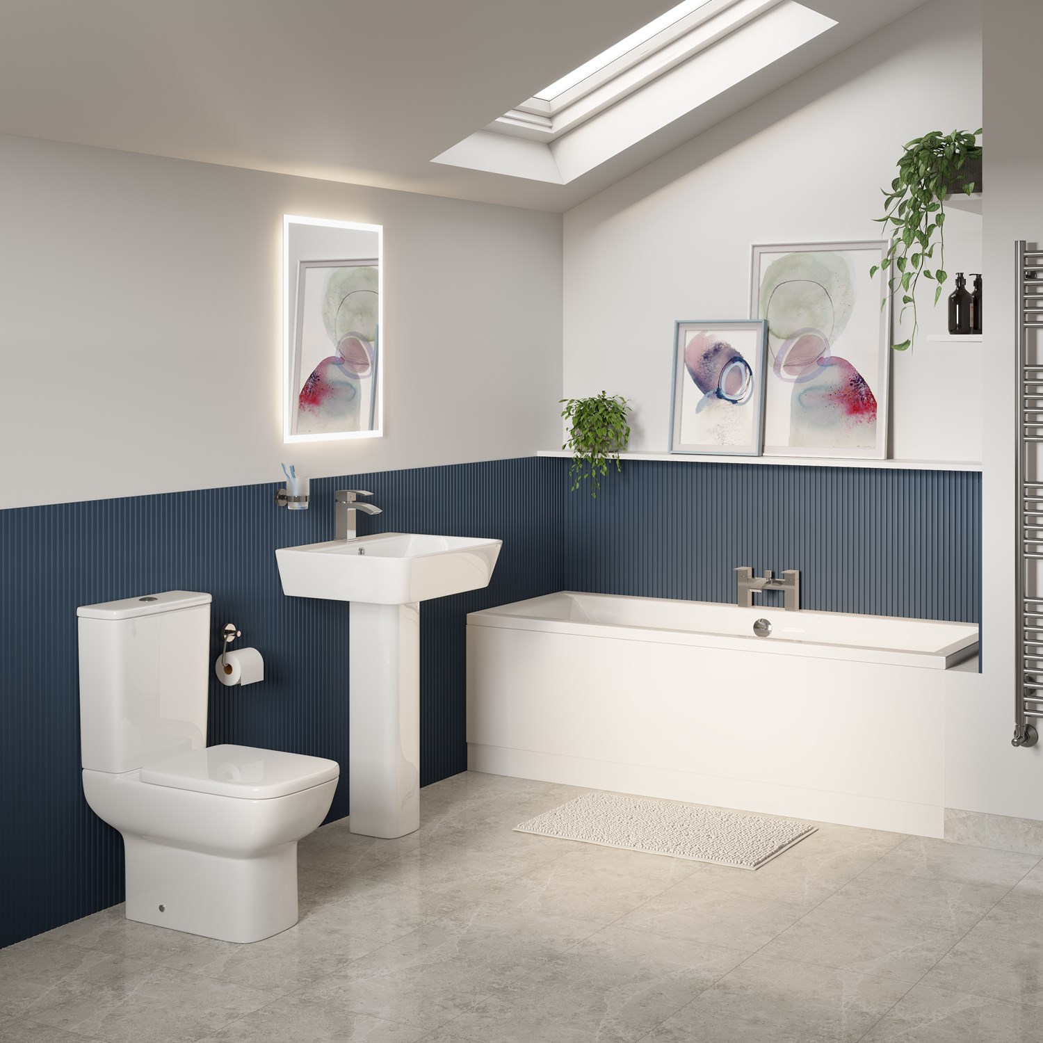 Harbour Icon Bathroom Suite with Rimless Toilet & Double Ended Bath ...