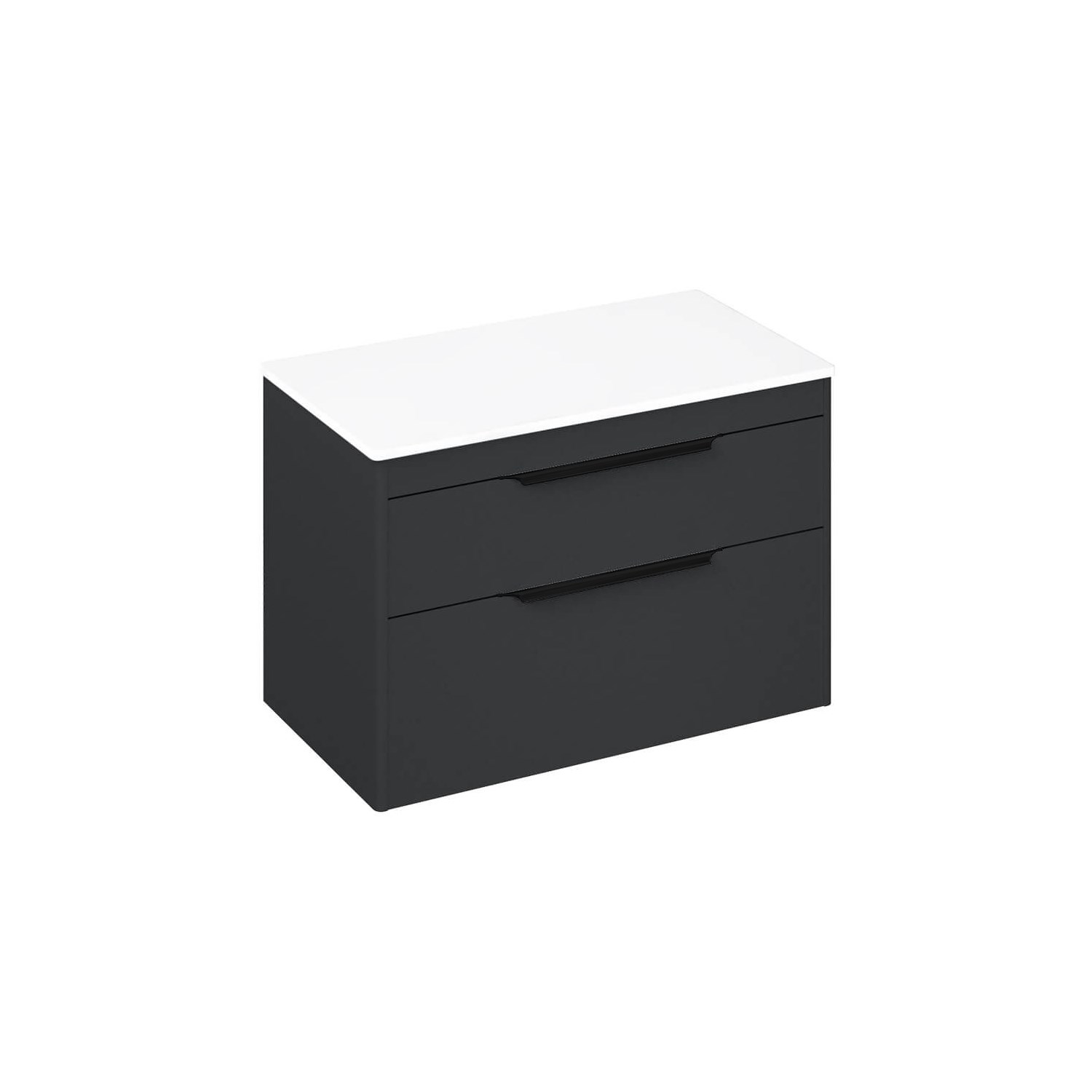 Britton Bathrooms Shoreditch 850mm Double Drawer Wall Mounted Vanity Unit with Matt Black