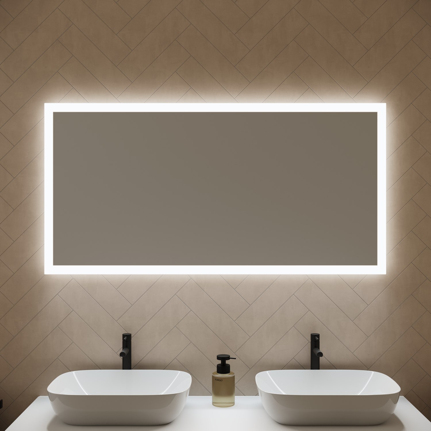 Harbour Glow LED Mirror with Demister Pad & Shaver Socket 1200 x