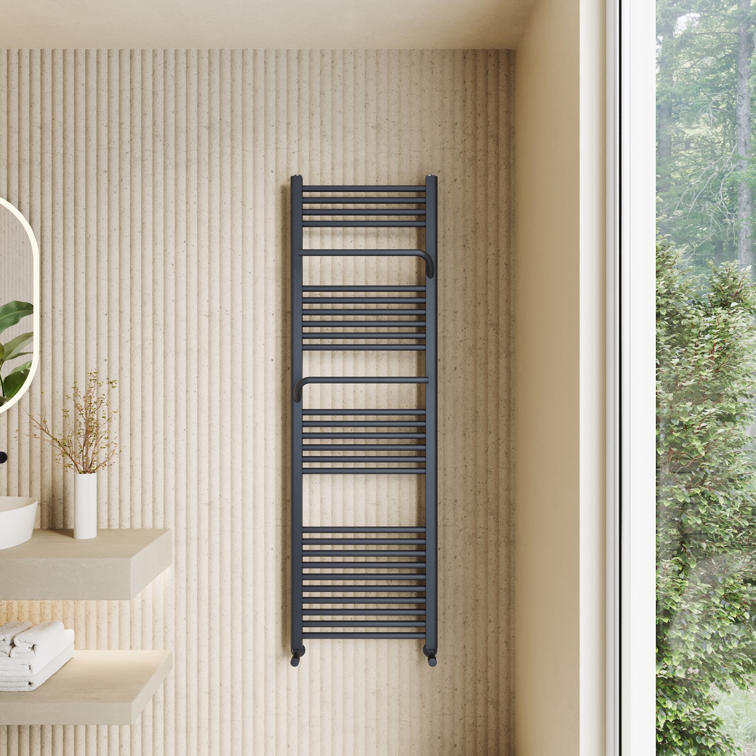 Toasty Wisp Anthracite Heated Towel Rail - 1600 x 500mm