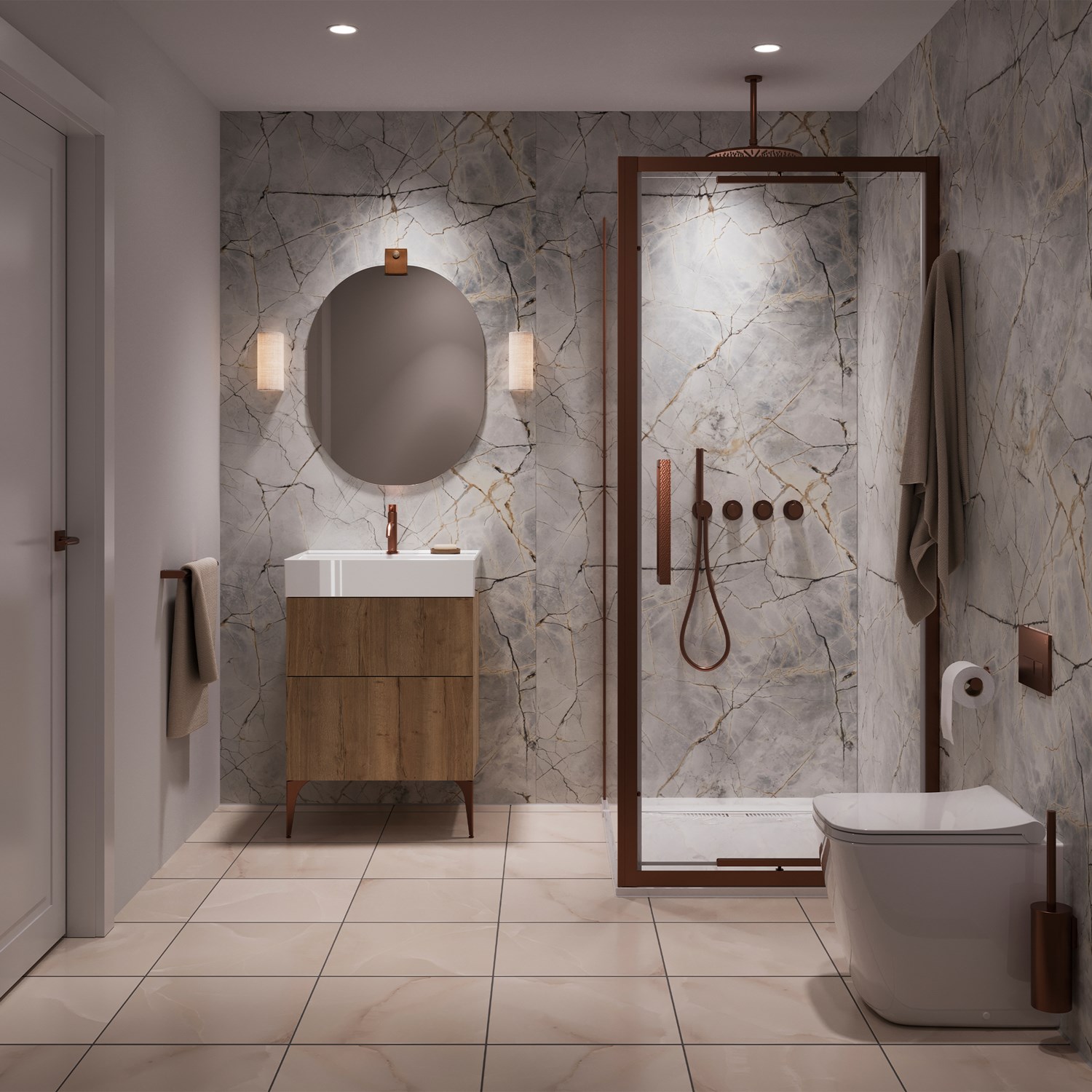 Showerwall Roma Marble Hydrocore Laminate Bathroom Wall Panel