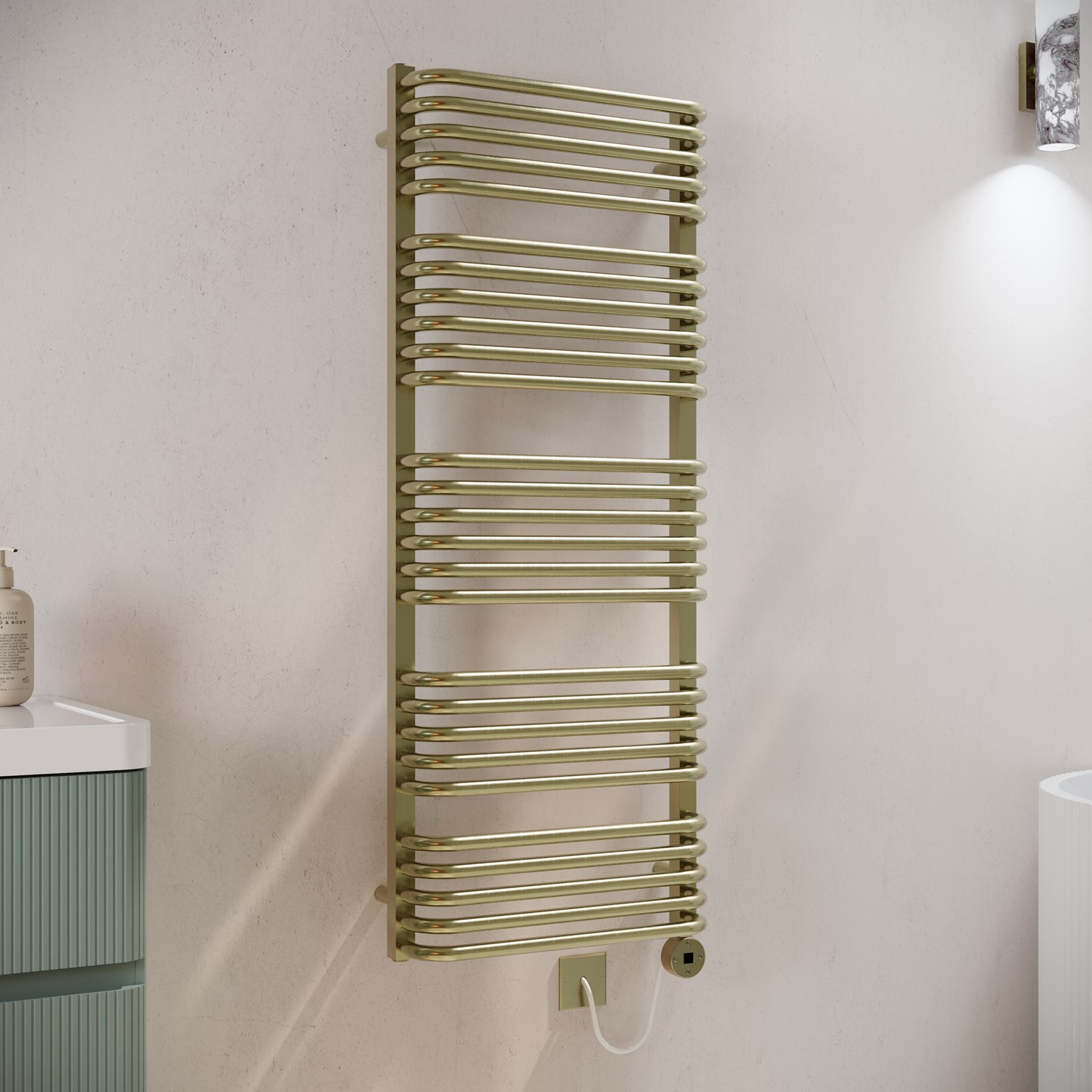 Toasty Nest Brushed Brass Electric Heated Towel Rail with Heating Element