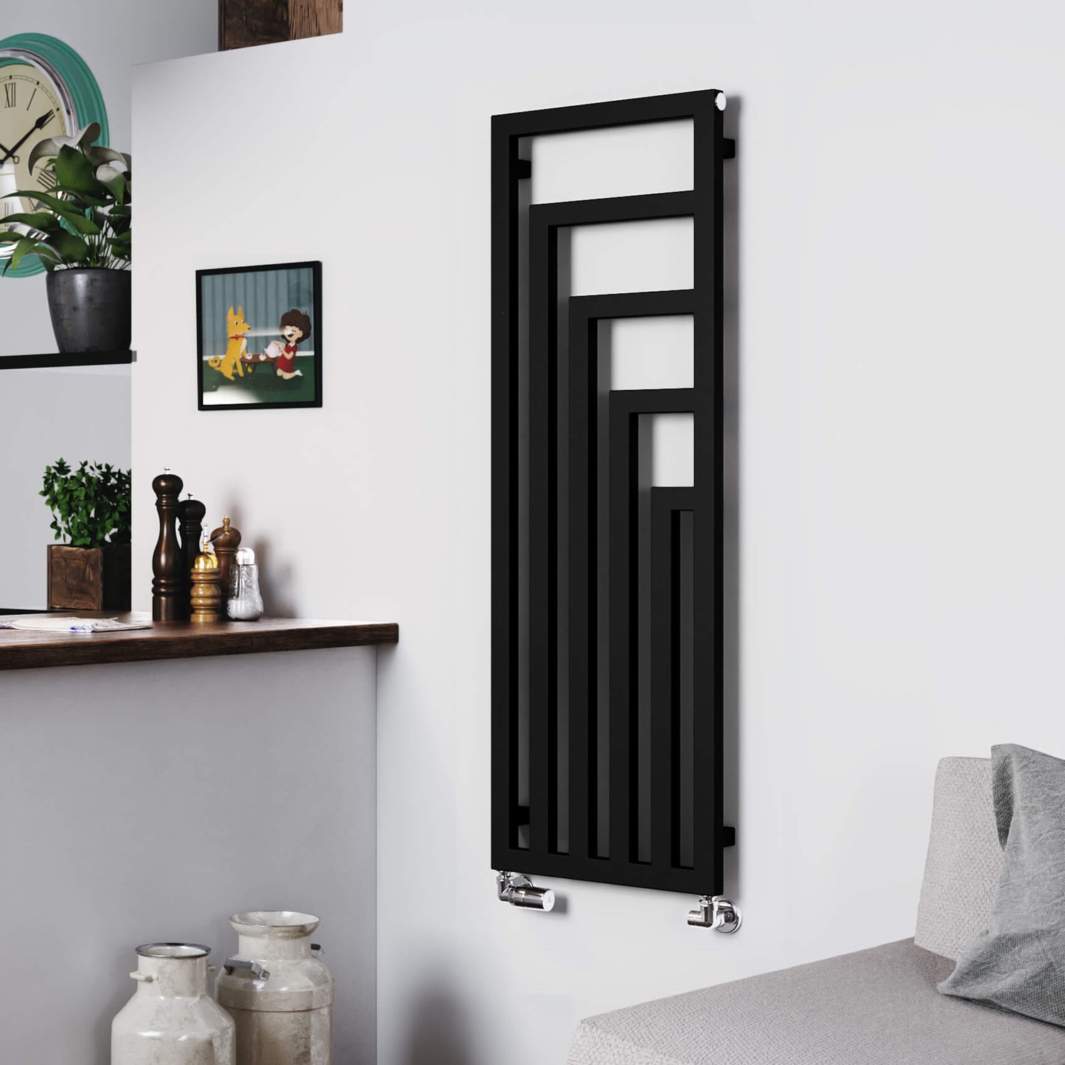 Terberg Radiators Terma Angus Heban Black Vertical Designer Radiator | Drench