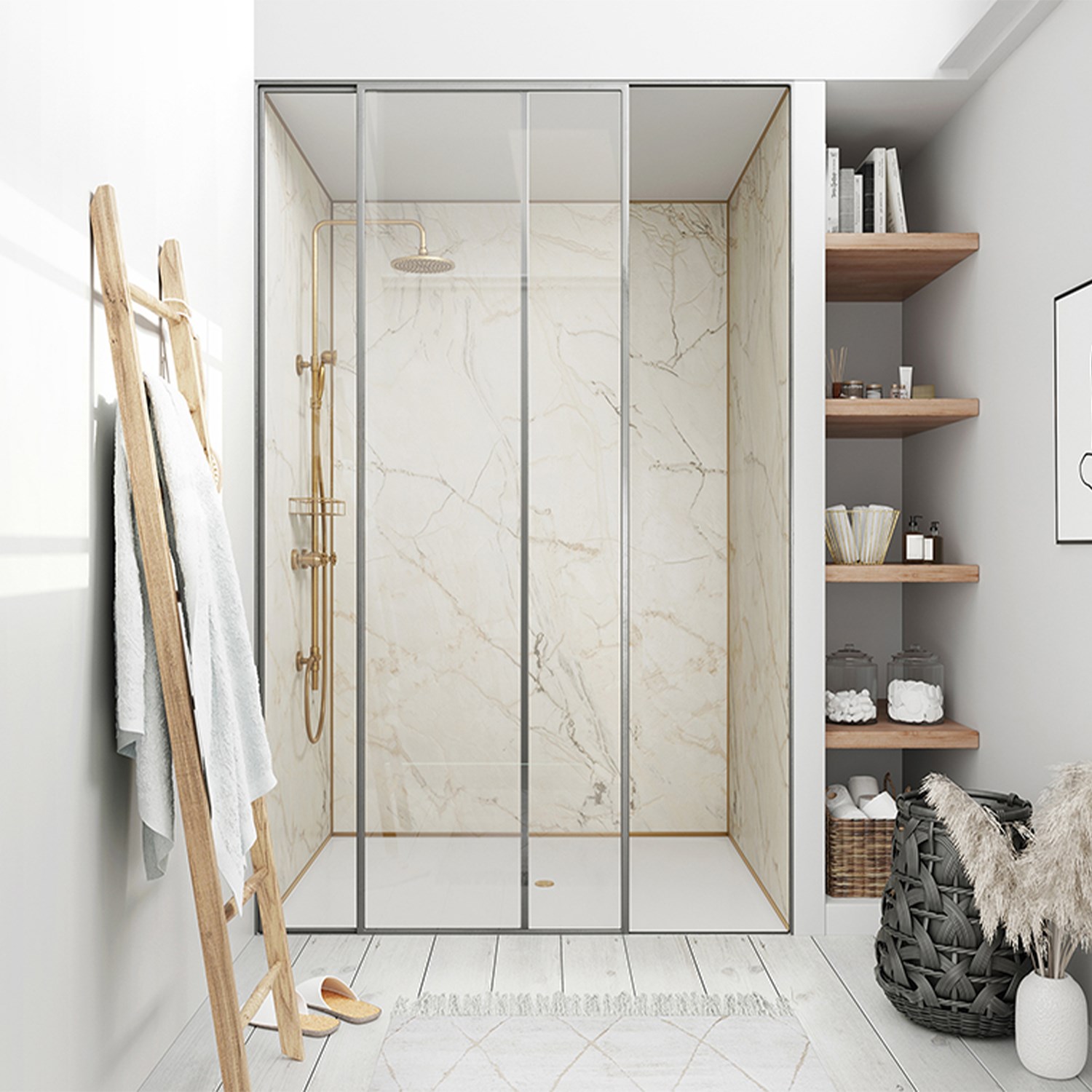 Shower Shell Showerwall Shell Marble Hydrocore Laminate Bathroom Wall Panel | Drench