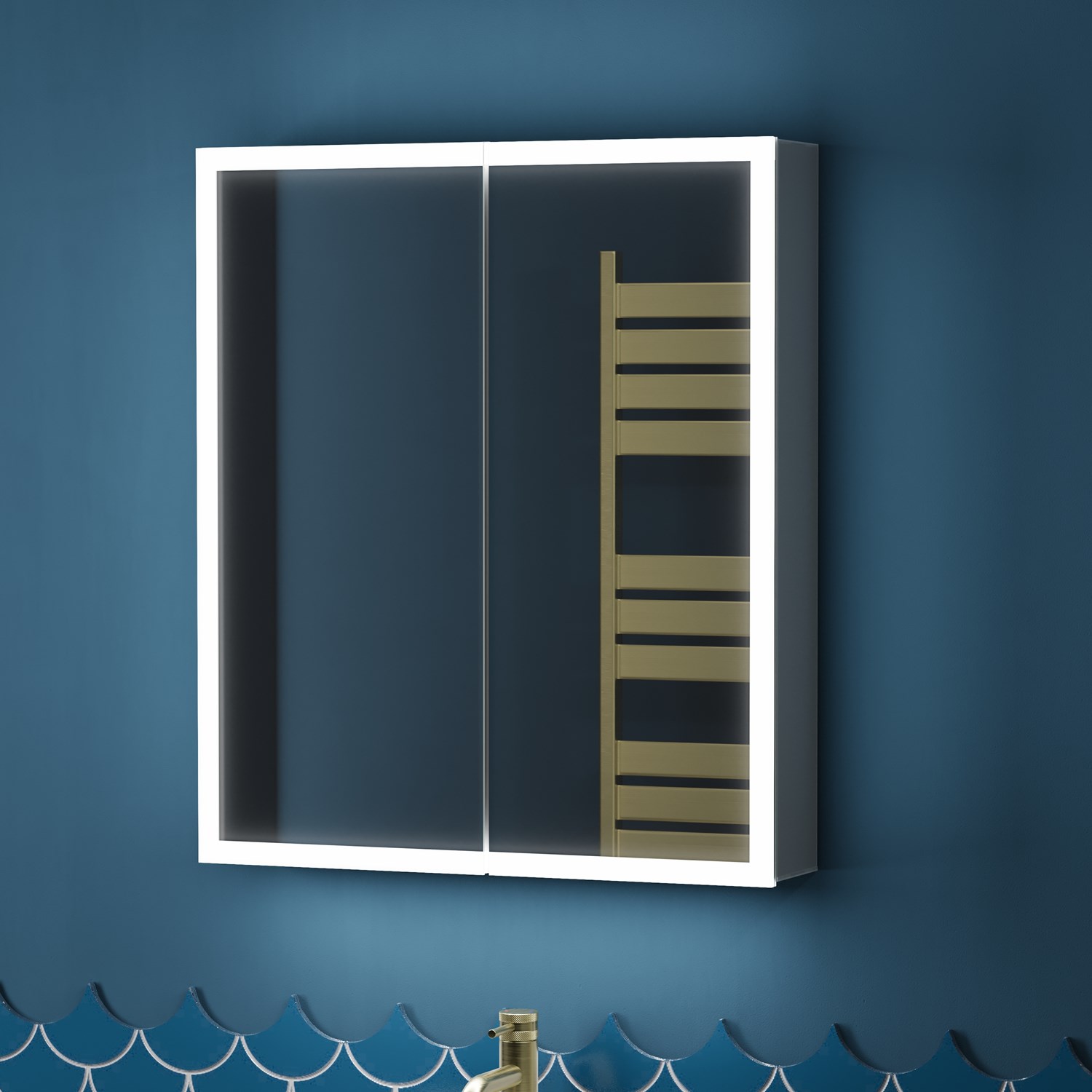 Harbour Glow LED Mirrored Cabinet with Demister Pad & Shaver Socket - 600 x 700mm