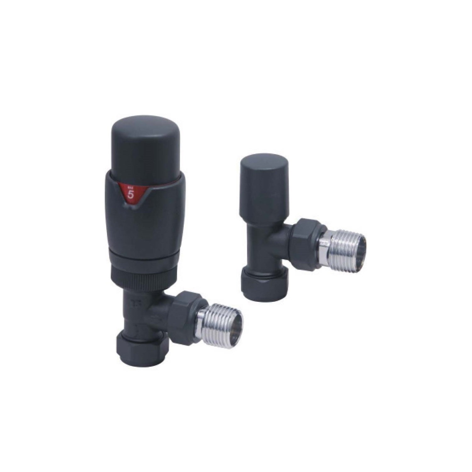 Designer Angled Thermostatic Radiator Valves Carbon Anthracite