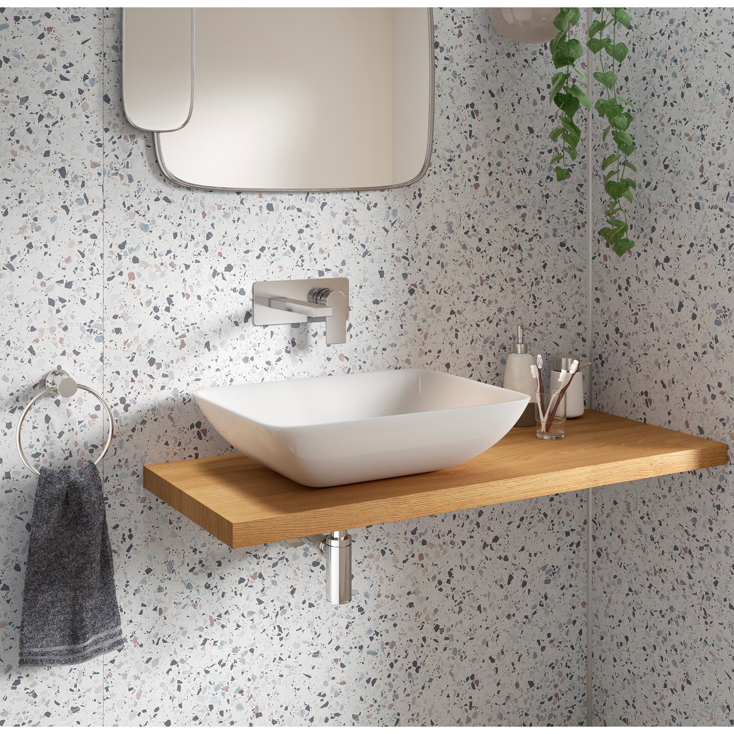 Showerwall Positano Blue Terrazzo Laminate Bathroom Wall Panel