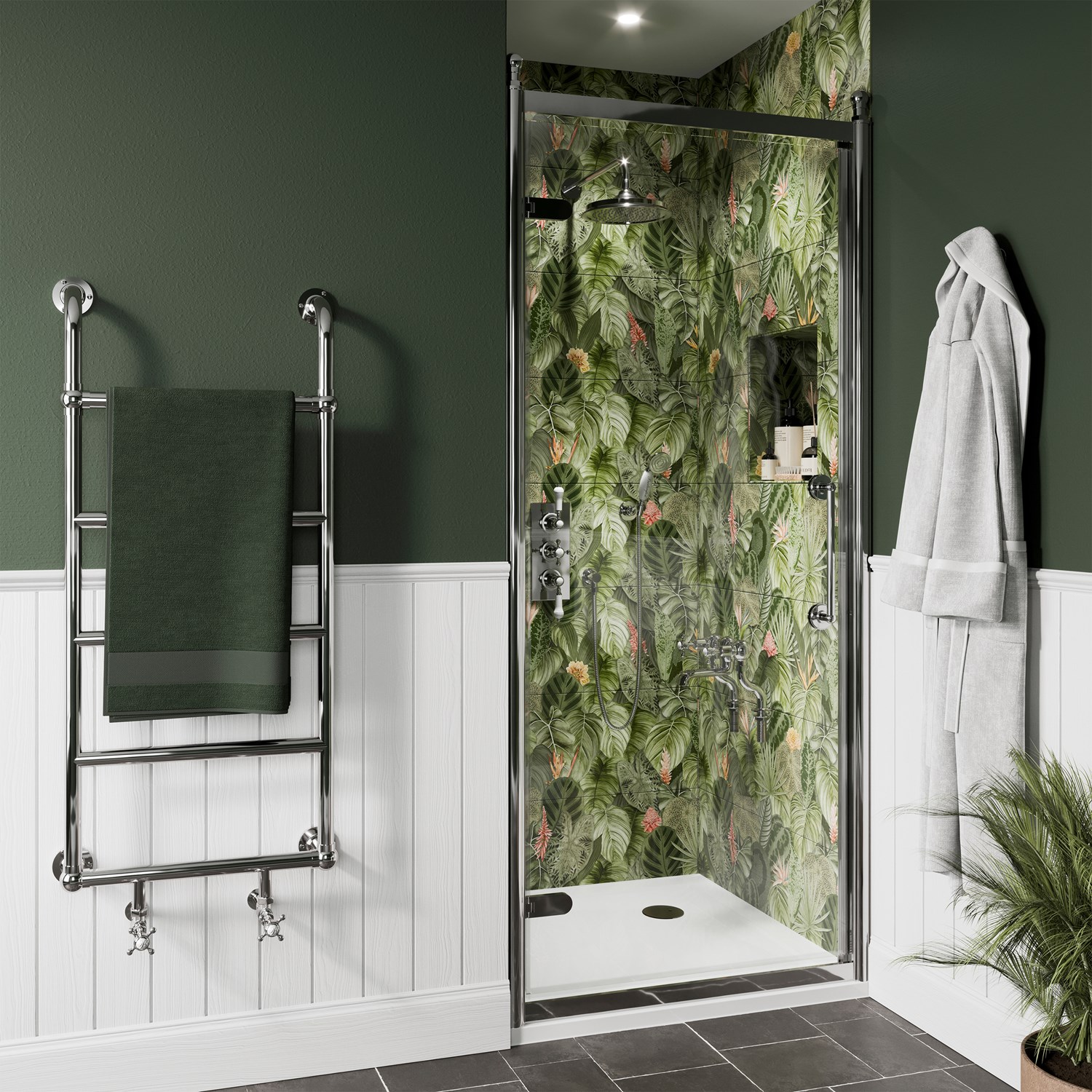 Burlington Classique 1850 8mm Chrome Hinged Shower Door & Optional Side Panel