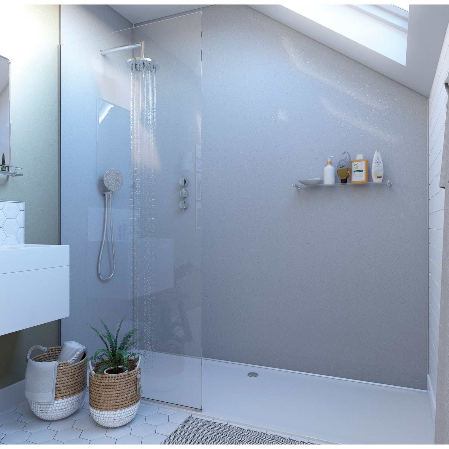 Showerwall White Sparkle Laminate Bathroom Wall Panel
