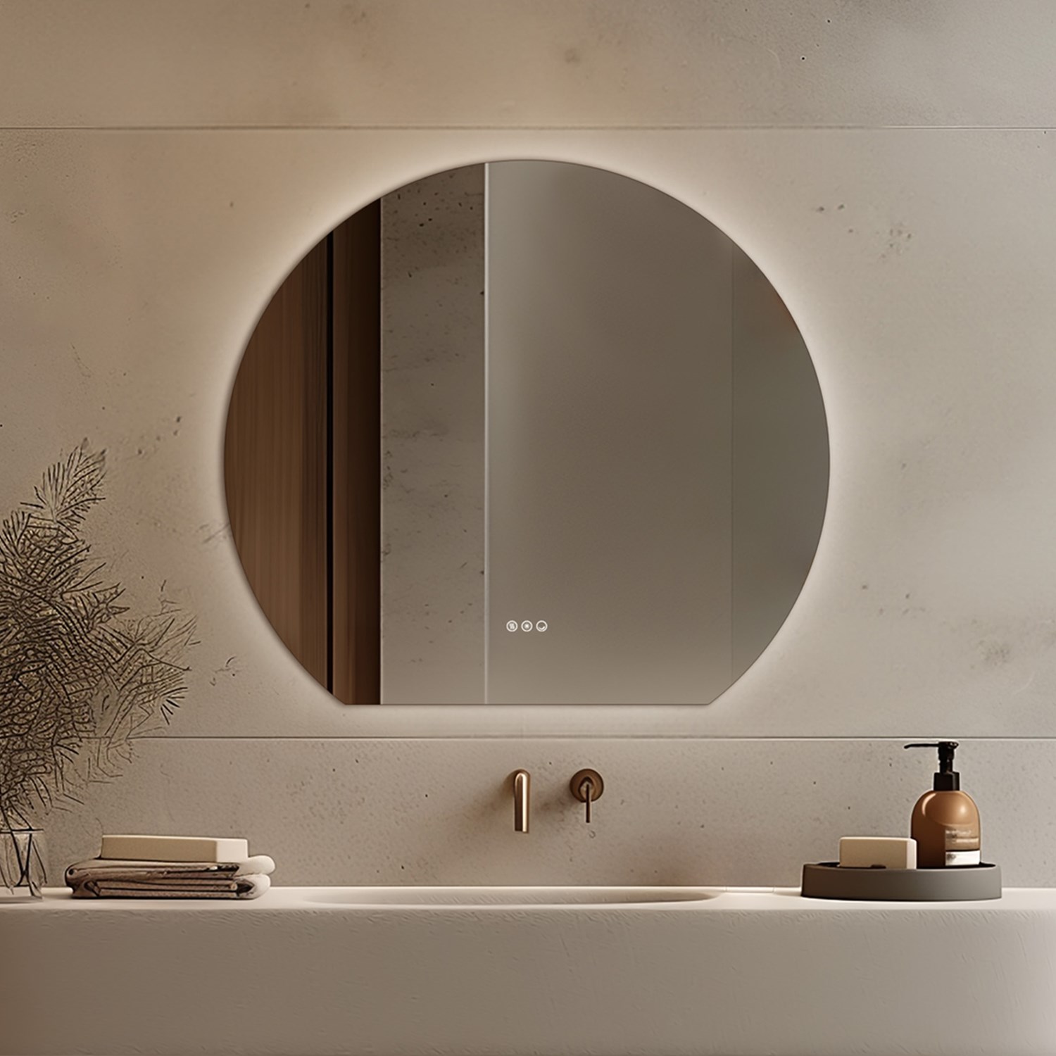 Claris Round Cut LED Illuminated Mirror Demister Pad & Change Lights 1000mm