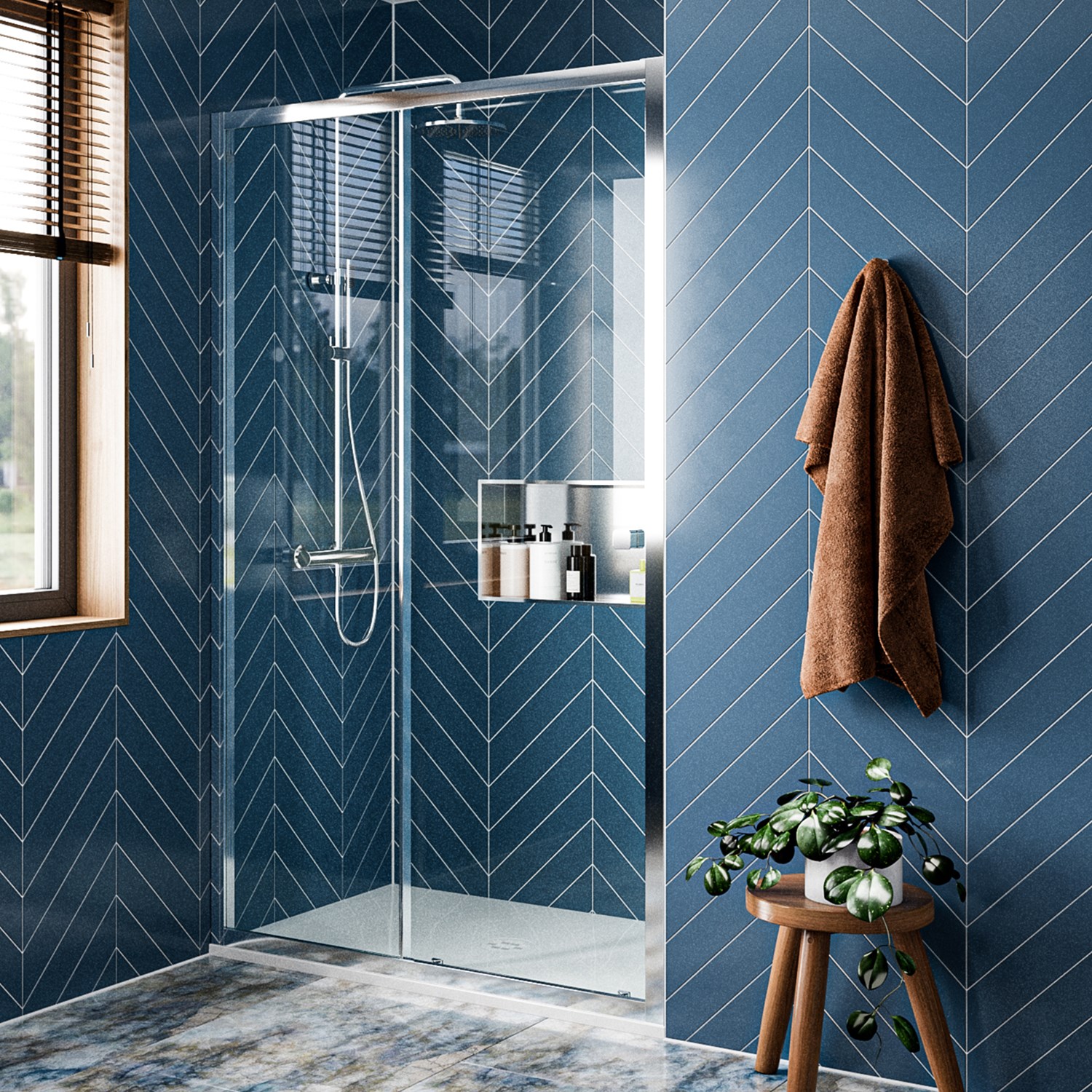 Crosswater Clear 6 6mm Chrome Single Sliding Door & Optional Side Panel
