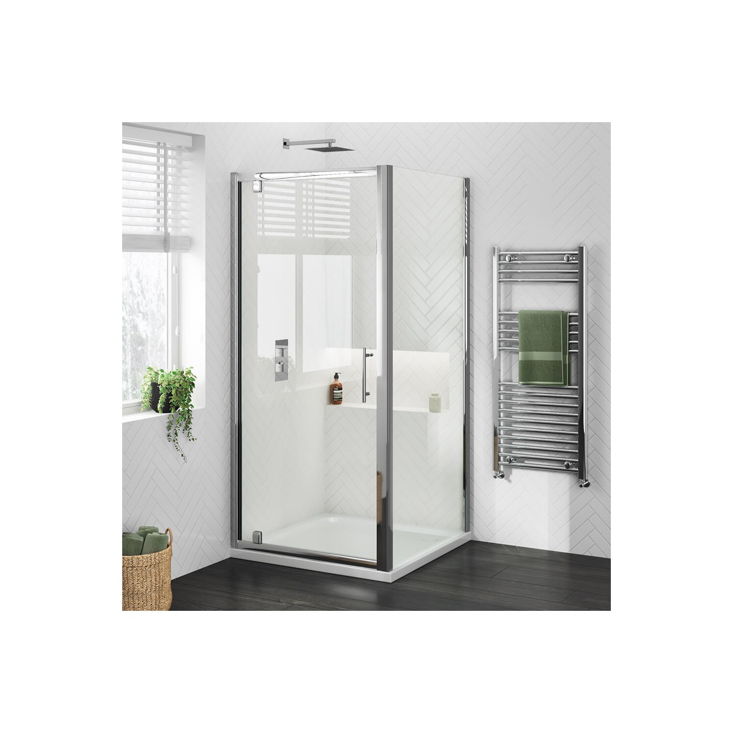 Harbour i6 Easy Clean 6mm Pivot Shower Door & Optional Side Panel