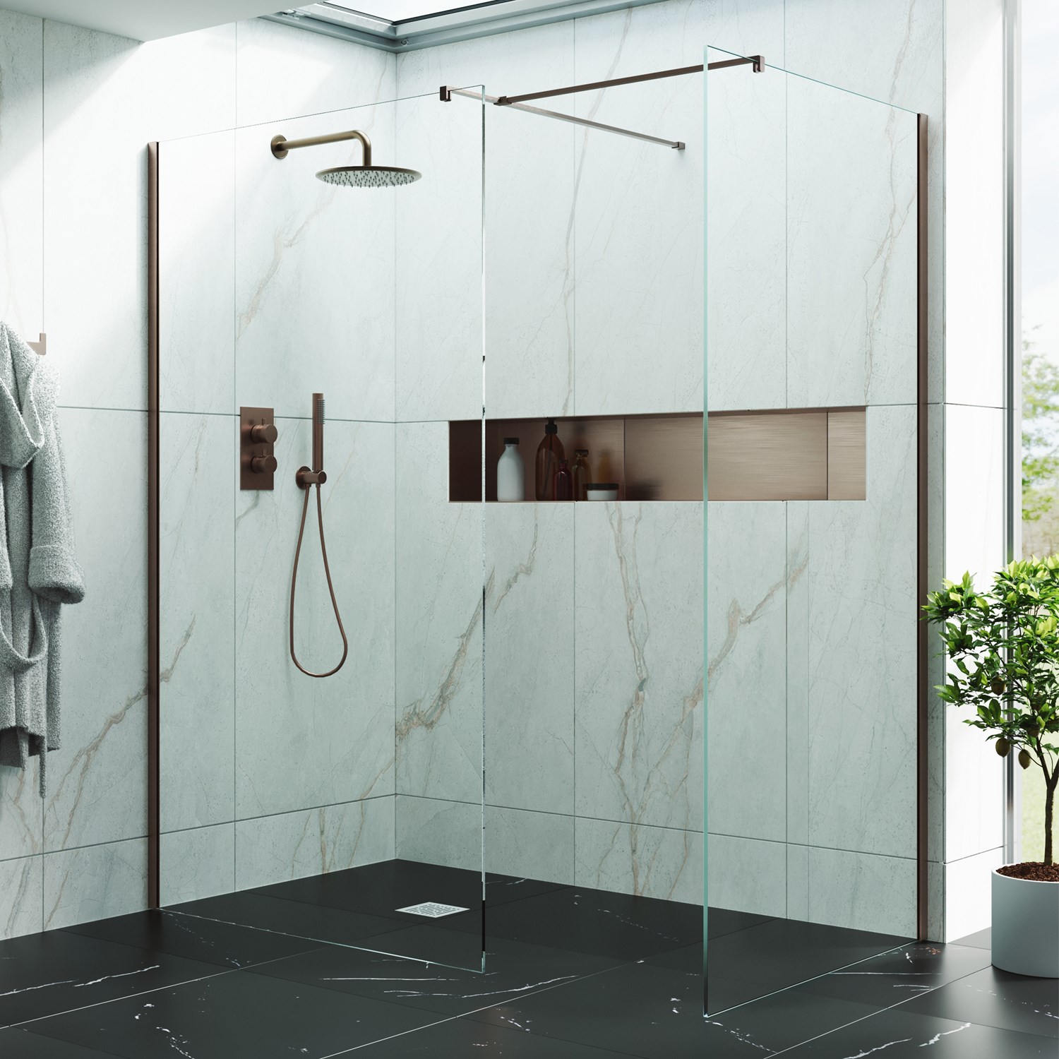 Harbour i10 10mm Easy Clean 2m Tall Wetroom 2 Panel Pack - Brushed Bronze