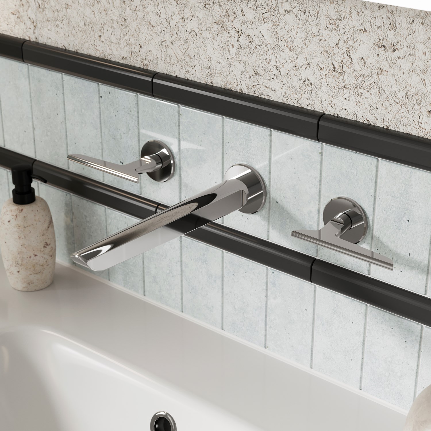 Crosswater Foile Wall Mounted 3 Hole Basin Mixer Tap