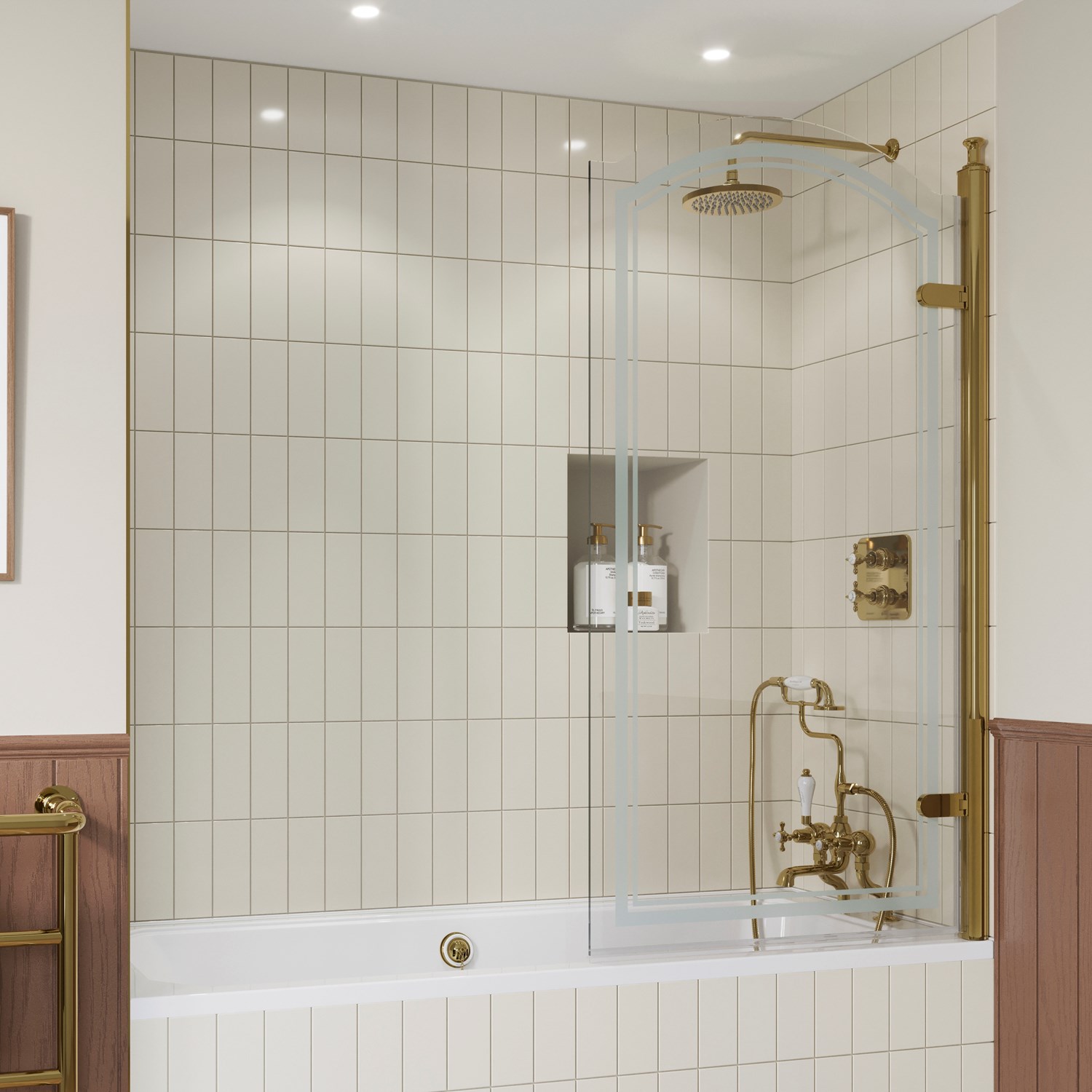 Burlington Classique 1909 8mm Curved Hinged Bath Screen Style Profile Finial - 1565 x