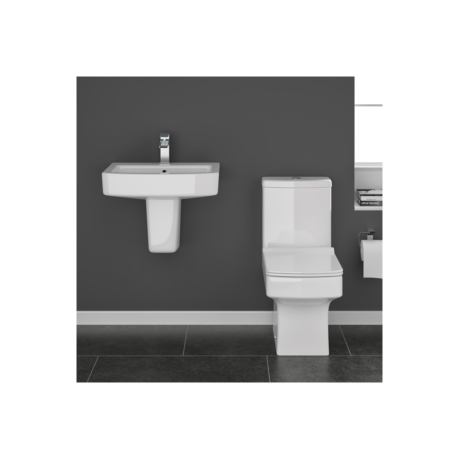 Vellamo Aspire Semi-Pedestal & Basin - 570mm | Drench