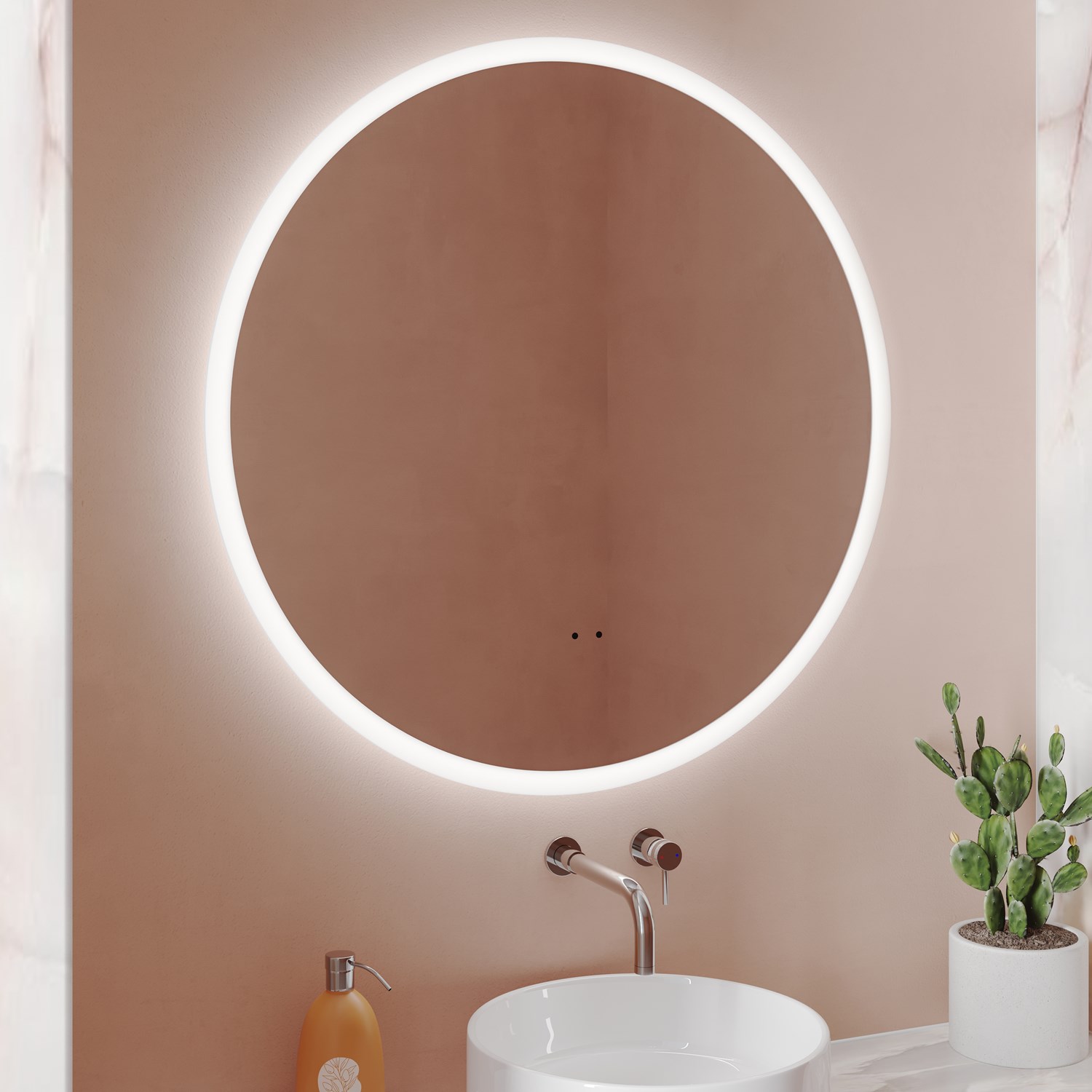 Glow Round LED Mirror Demister Pad & Change Lights 800mm