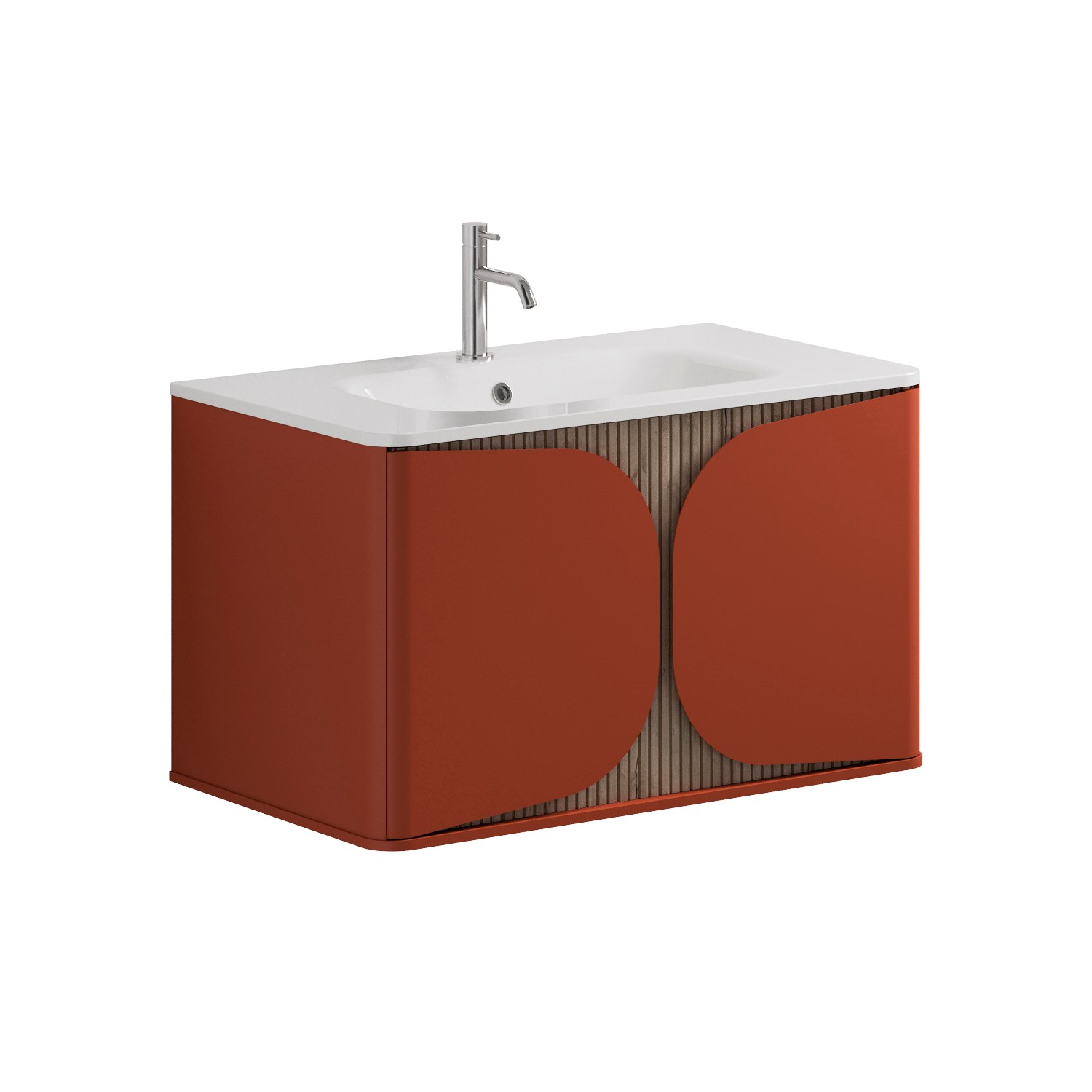 Crosswater Tambour 800mm Wall Mounted Single Drawer Vanity Unit & Stone Resin Basin