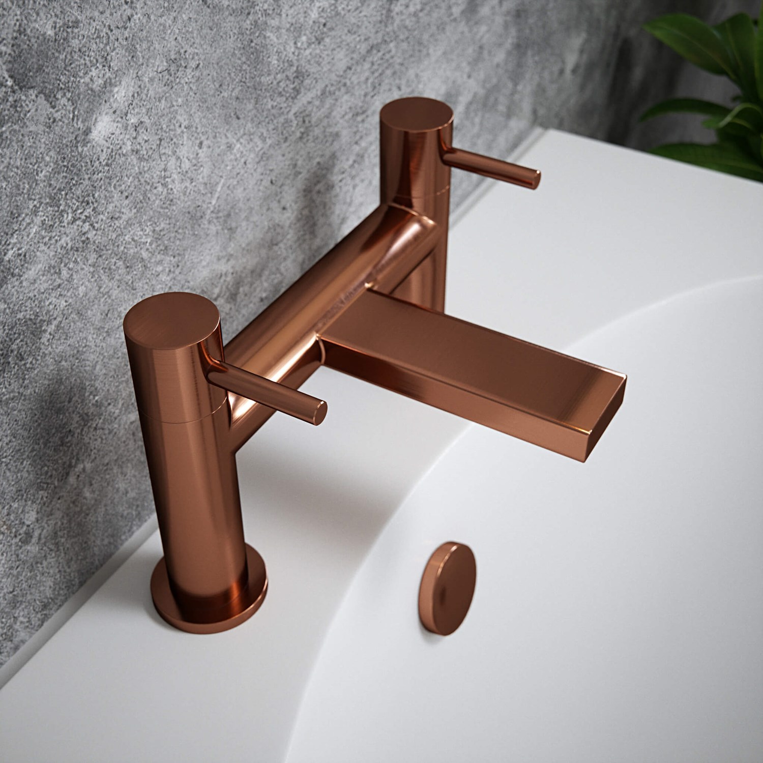 The Tap Factory Vibrance Polished Copper Deck Mounted Bath Filler - 6 Handle Colours