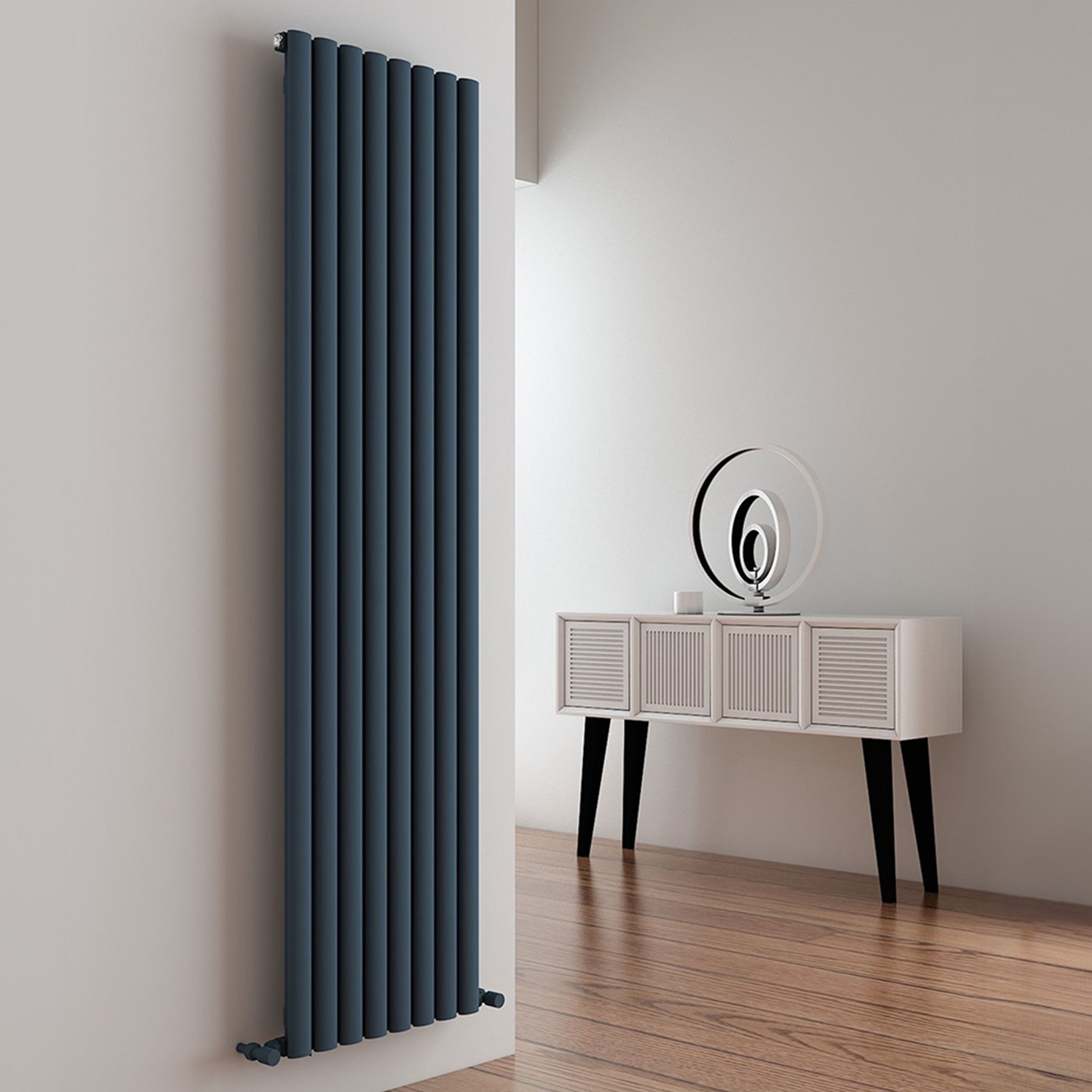 Tallis Oval Single Panel Vertical Aluminium Radiator