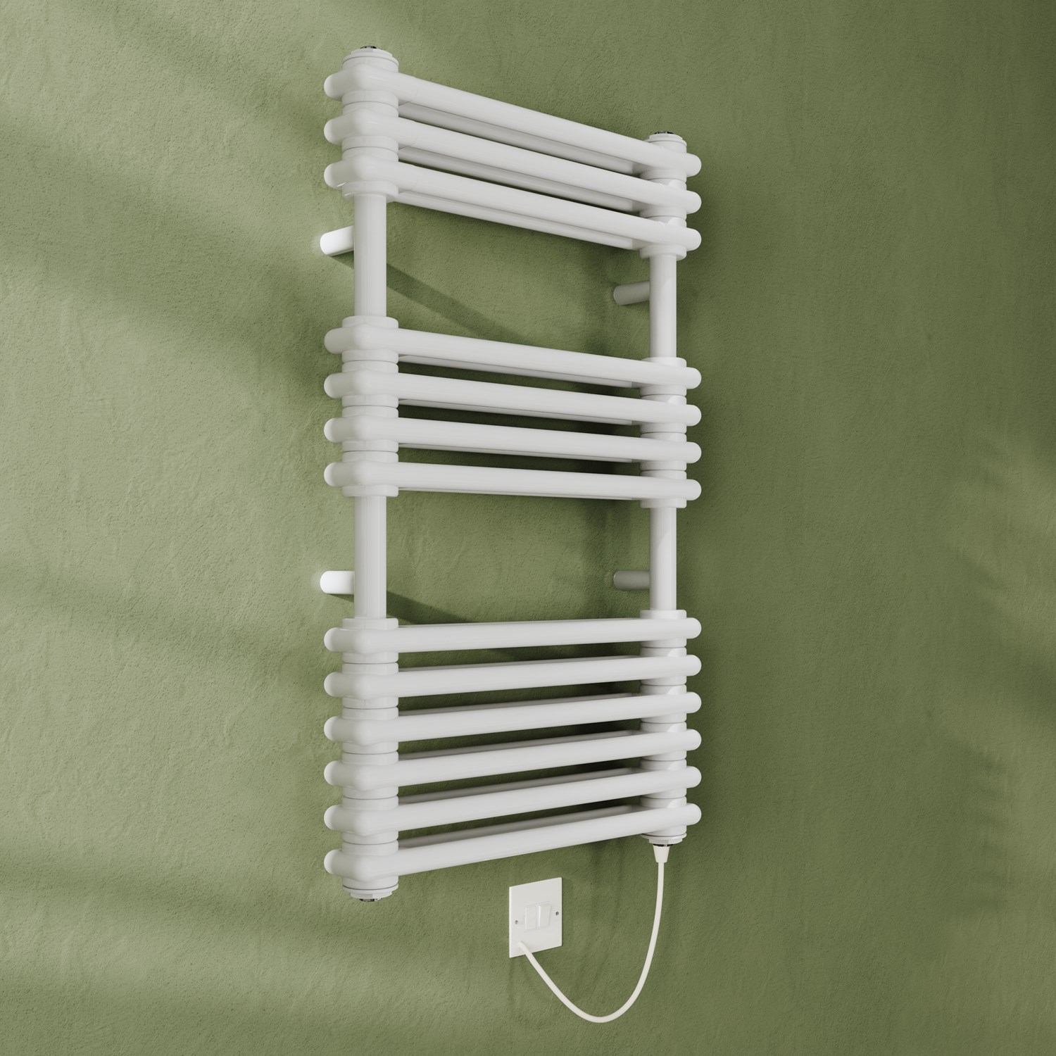 Toasty Montford White Traditional Column Electric Heated Towel Rail with Heating Element