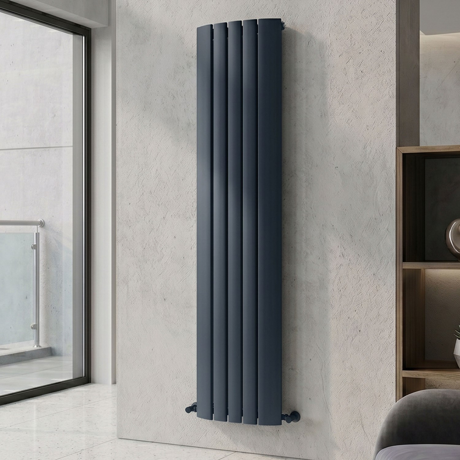 Gaia Oval Single Panel Vertical Aluminium Radiator