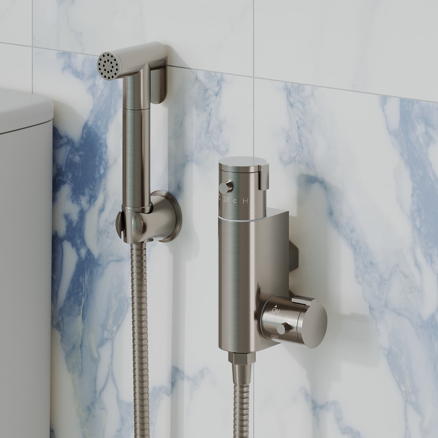 Core Round Douche Kit Thermostatic Valve Brushed Nickel